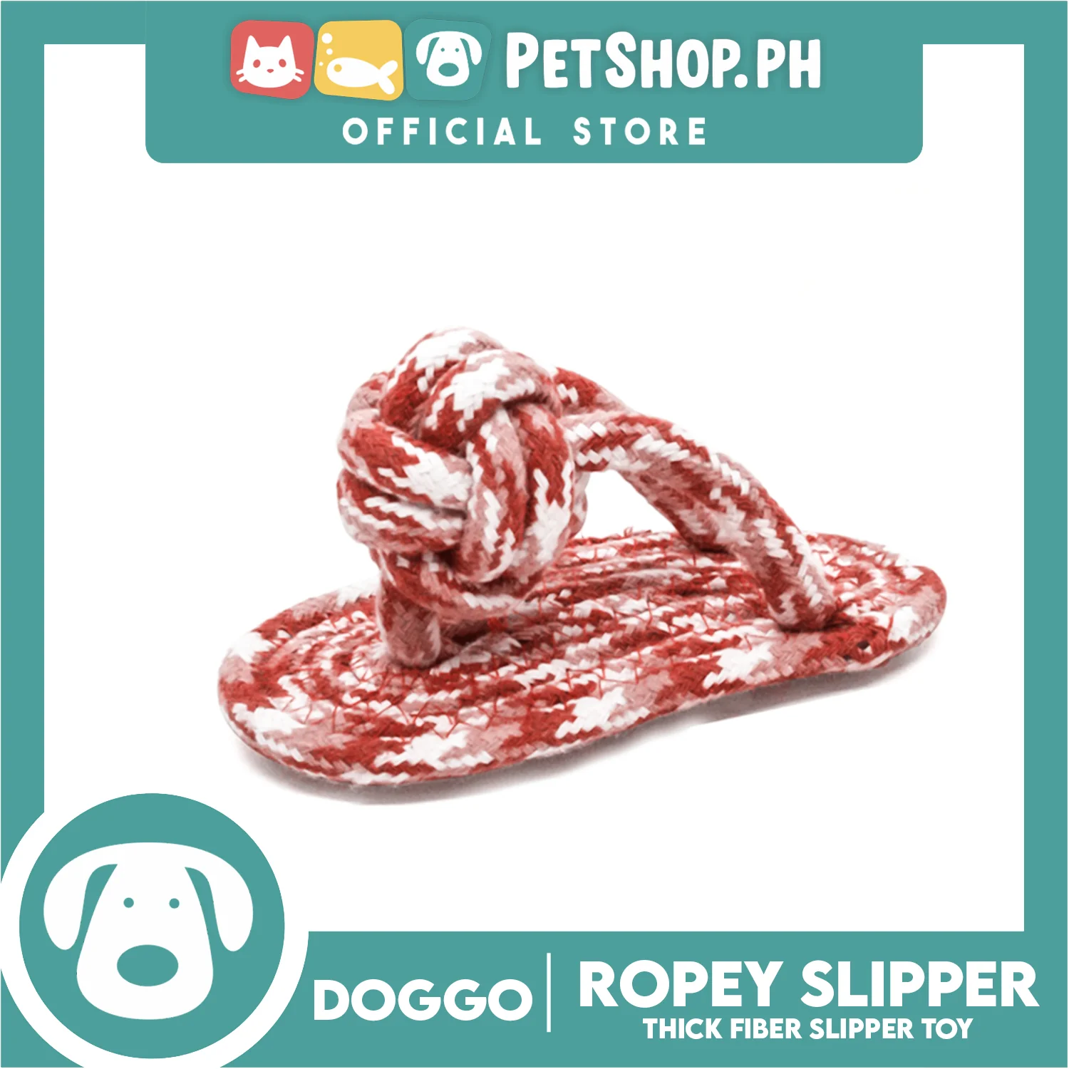 Doggo Ropey Slipper (Pink) Thick Fiber Slipper Dog Toy - Image 2