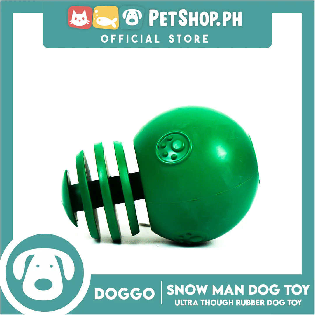 Doggo Snow Man (Green) Ultra Tough Rubber Dog Toy And Can Put Dog Treats Inside - Image 2