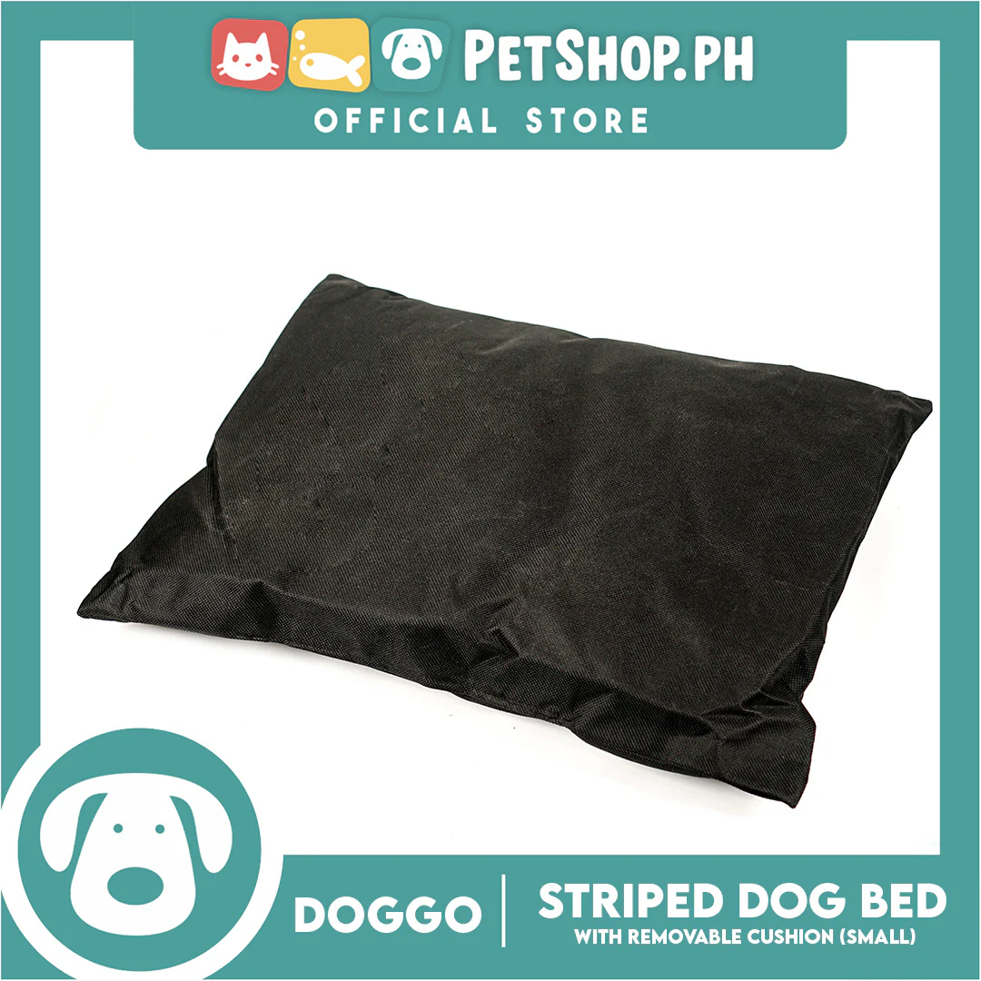 Doggo Striped Bed Black with White Striped (Small) with Removable Cushion - Image 3