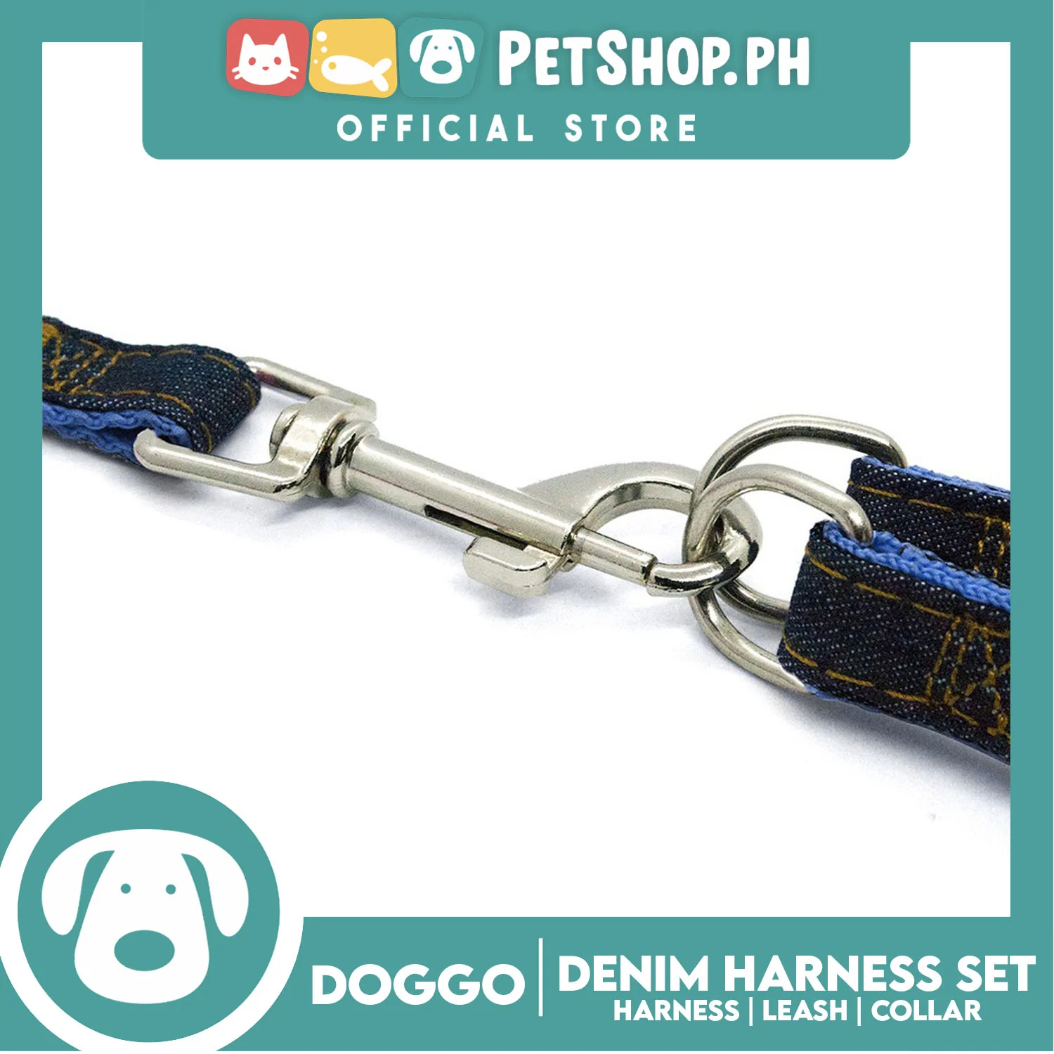 Doggo Strong Harness Set Denim Design Medium (Pink) Harness, Leash and Collar for Your Dog - Image 2