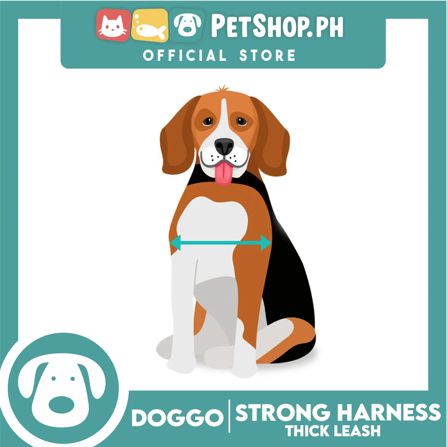 Doggo Strong Harness Thick Leash Soft Handle Steel Connector Large (Black) Safe Harness for Your Dog - Image 3