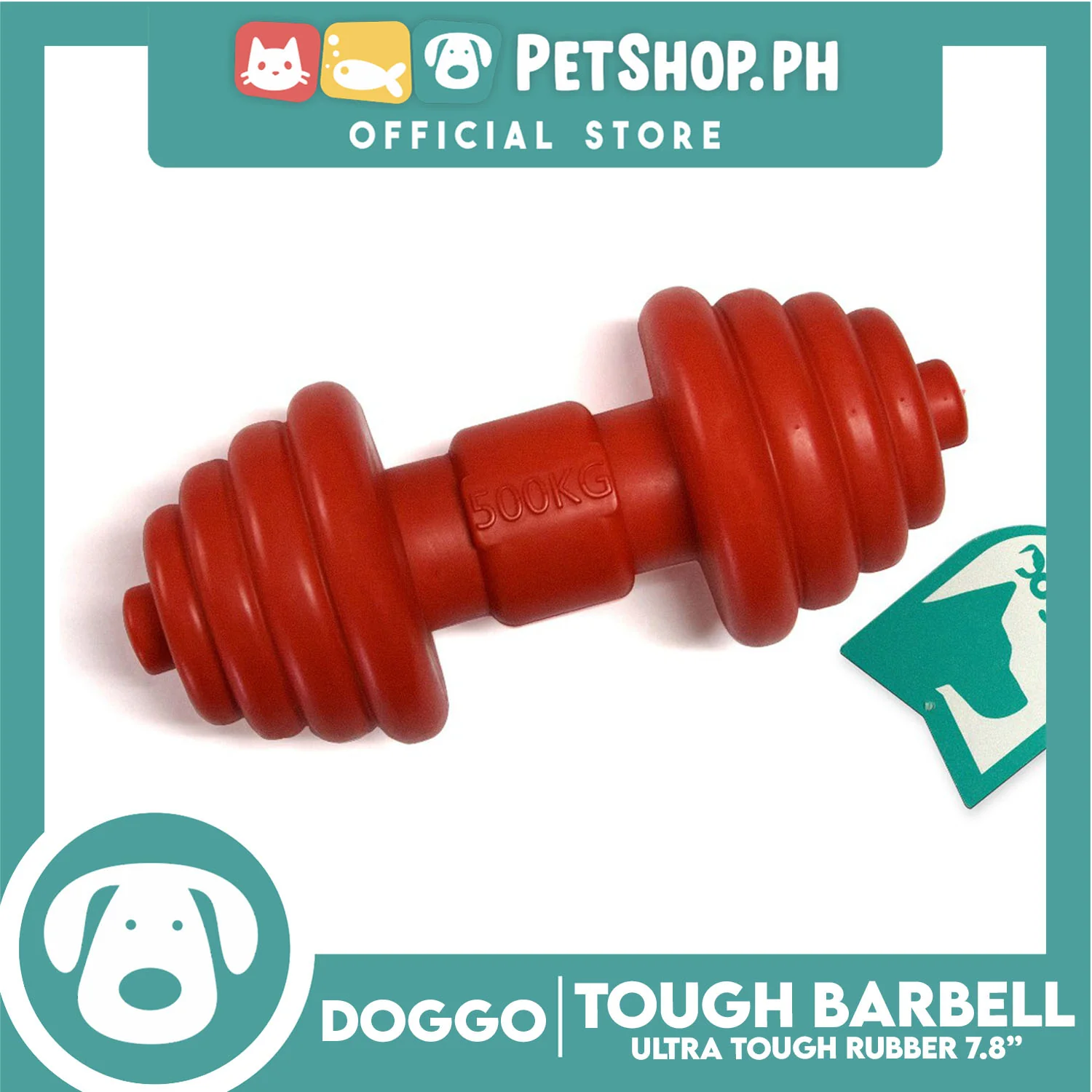 Doggo Tough Barbell Design (Red) Dog Toy Pet Toy for Adult - Image 2