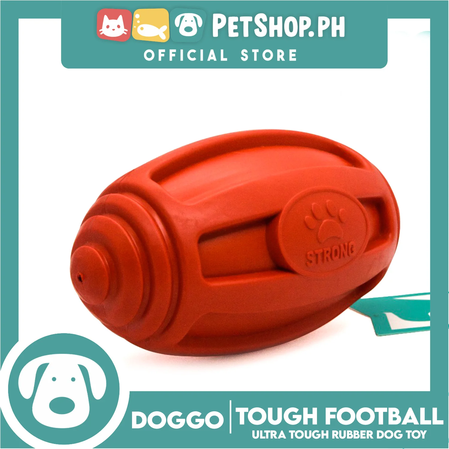 Doggo Tough Football Design (Red) Dog Toy Pet Toy for Adult - Image 2