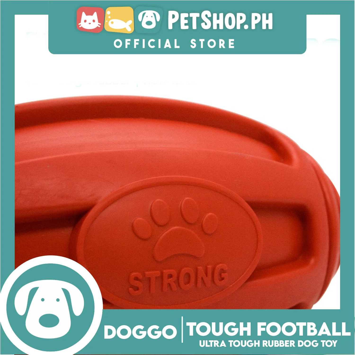 Doggo Tough Football Design (Red) Dog Toy Pet Toy for Adult - Image 3