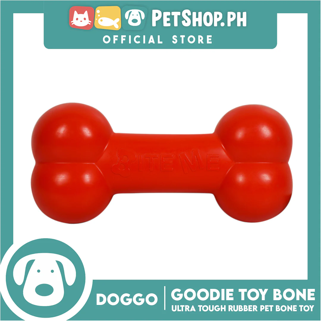 Doggo Tough Goodie Big Bone Design 7 inches Length Ultra Tough Rubber (Red) Dog Toy - Image 2