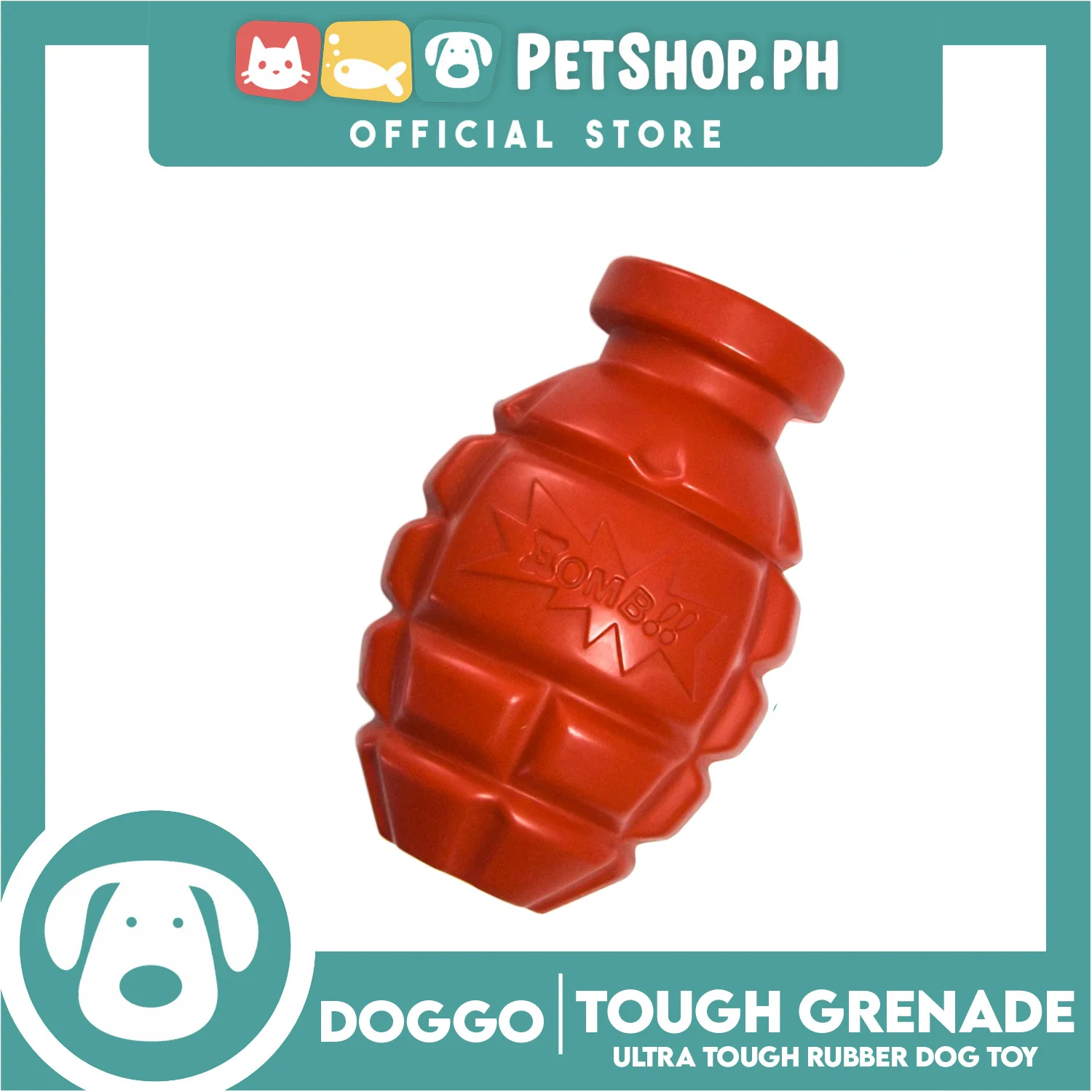 Doggo Tough Grenade Design (Red) Dog Toy Pet Toy for Adult - Image 2