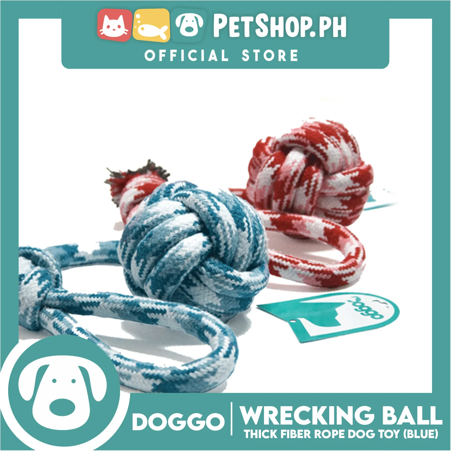 Doggo Wrecking Ball Large Size (Blue) Ultra Fiber Dog Toy - Image 2