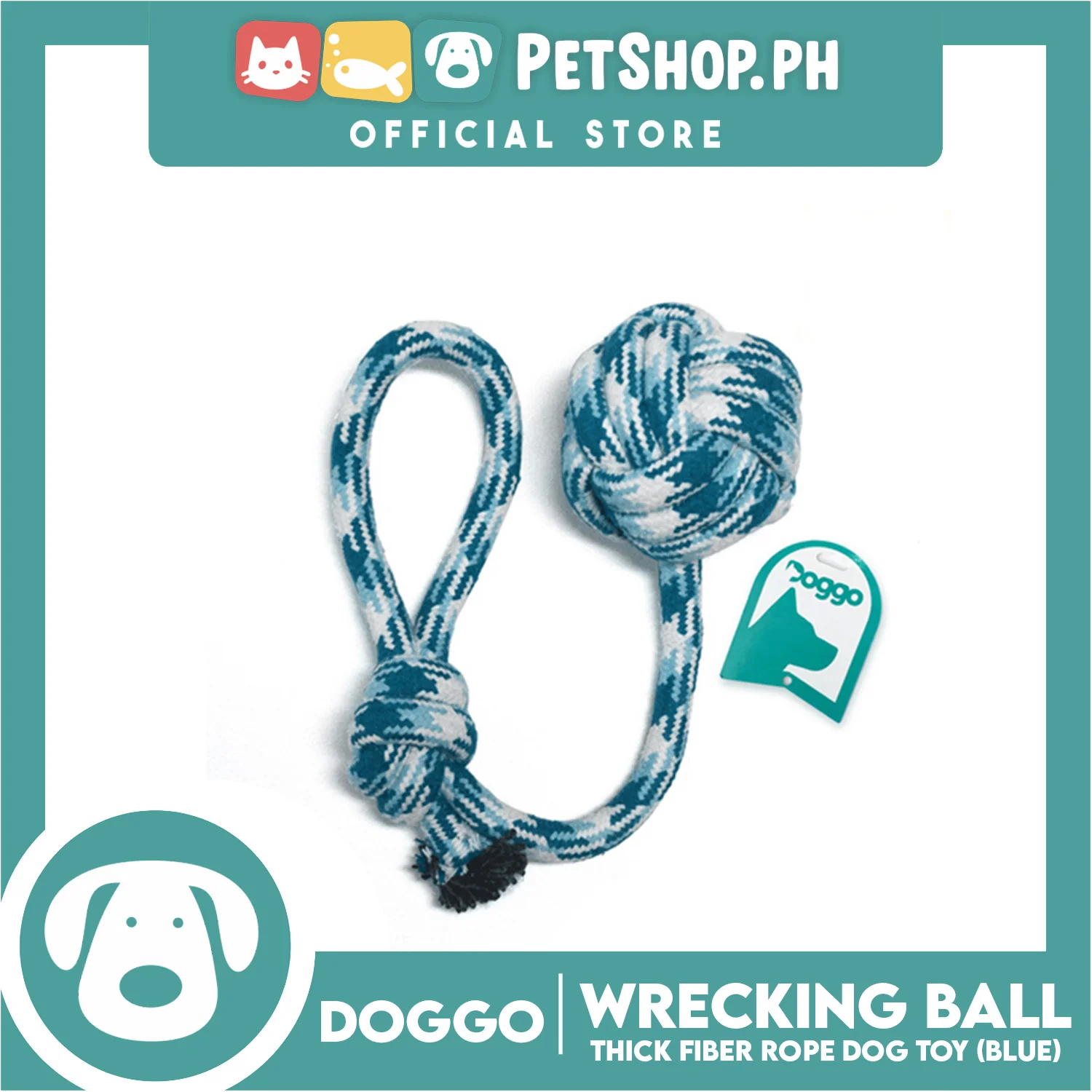 Doggo Wrecking Ball Small Size (Blue) Ultra Fiber Dog Toy - Image 2