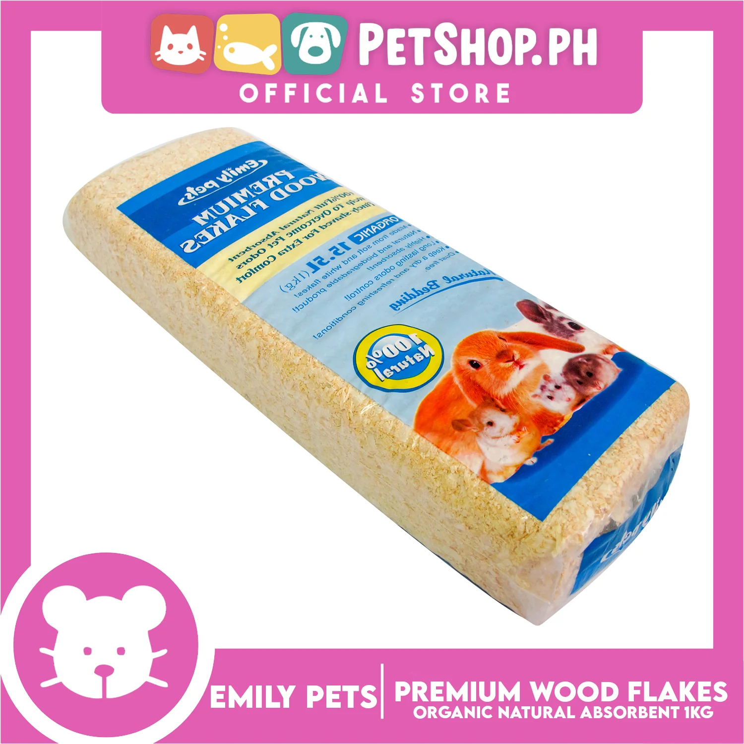 Emily Pets Premium Wood Shavings Organic 1kg - Image 2