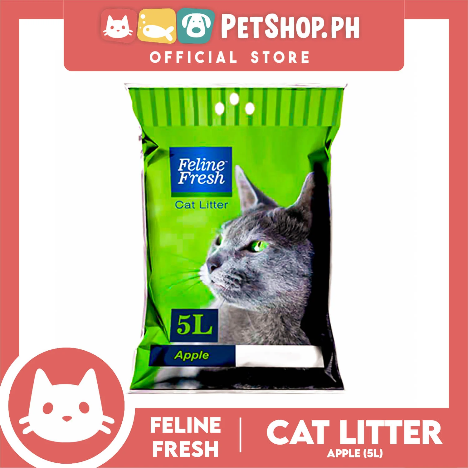 Feline Fresh Cat Litter Sand 5 Liters (Apple Scent) 99% Dust-Free, High Absorbency, Minimal Tracking For Cats Of All Ages - Image 2