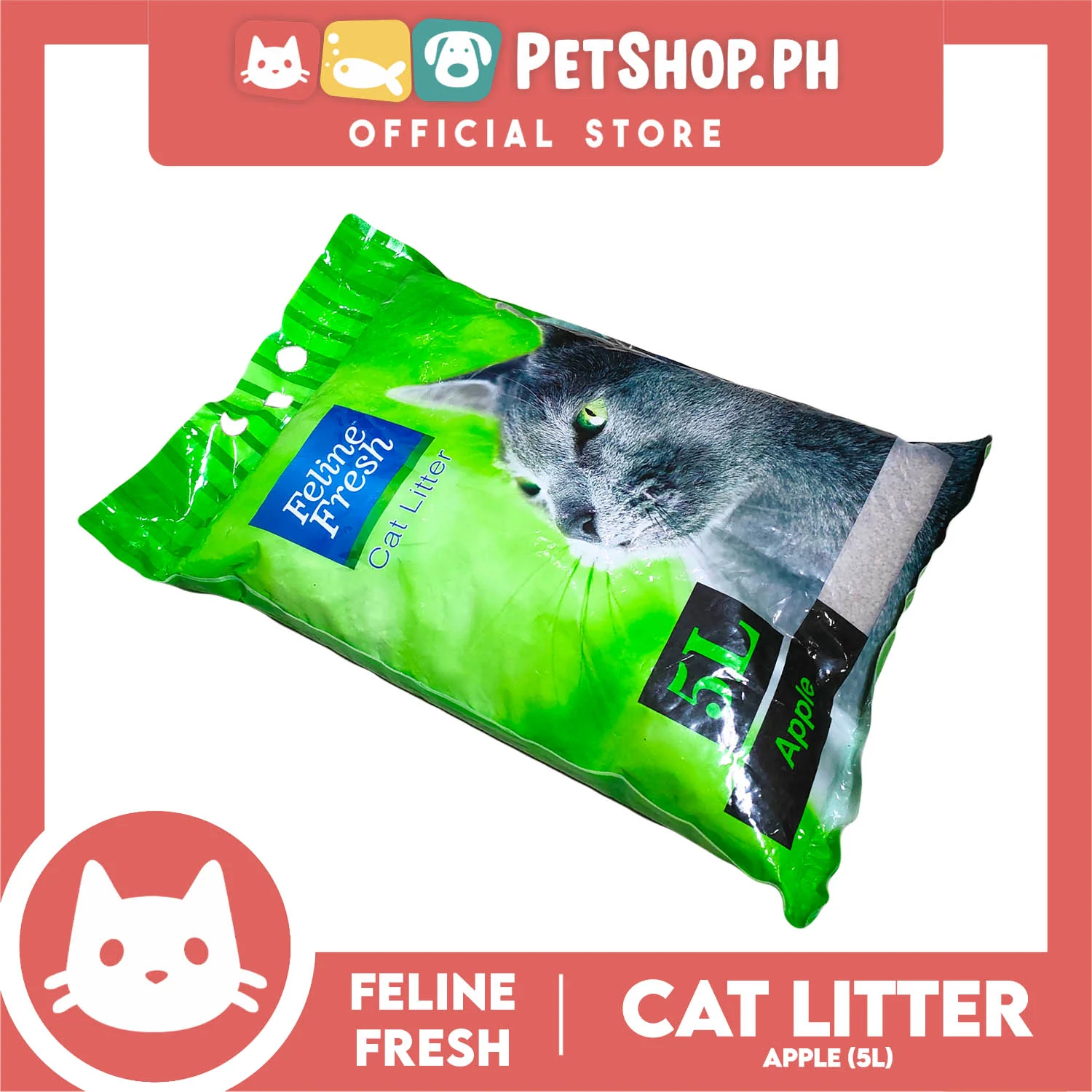 Feline Fresh Cat Litter Sand 5 Liters (Apple Scent) 99% Dust-Free, High Absorbency, Minimal Tracking For Cats Of All Ages - Image 3