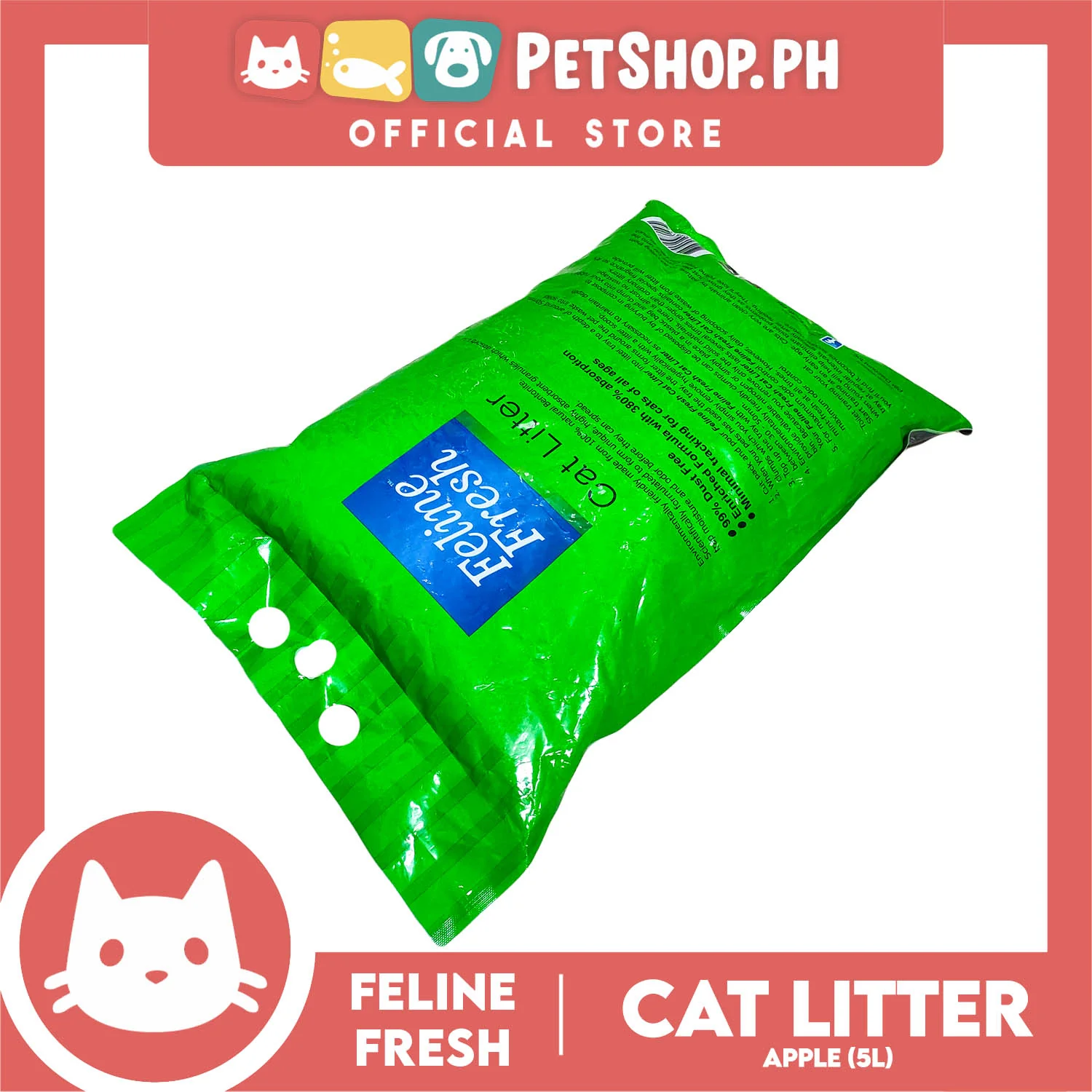 Feline Fresh Cat Litter Sand 5 Liters (Apple Scent) 99% Dust-Free, High Absorbency, Minimal Tracking For Cats Of All Ages - Image 4