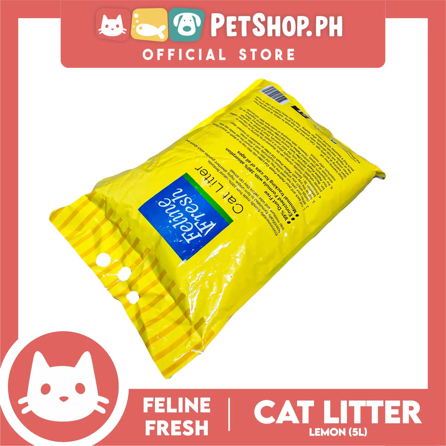 Feline Fresh Cat Litter Sand 5 Liters (Lemon Scent) 99% Dust-Free, High Absorbency, Minimal Tracking For Cats Of All Ages - Image 4
