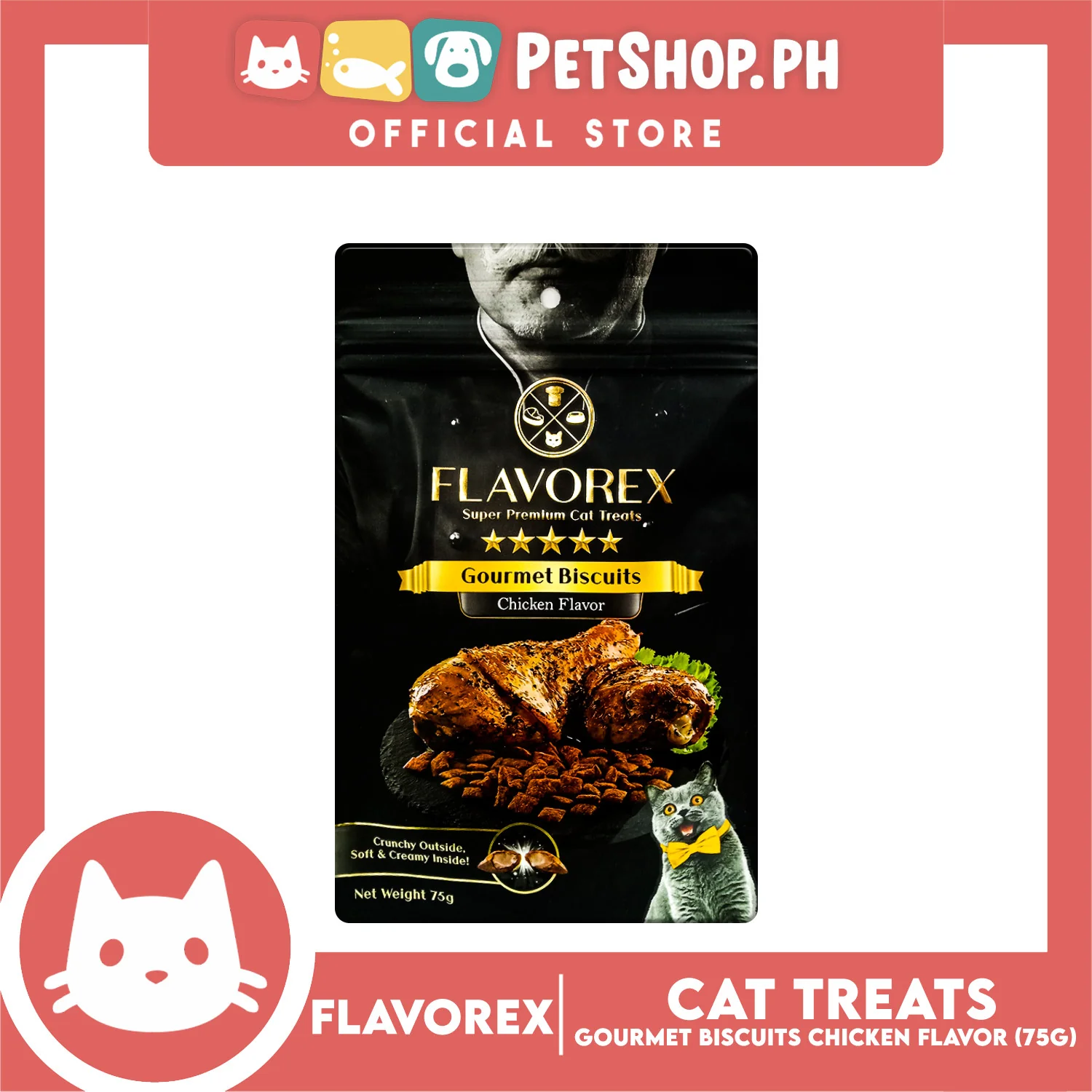 Flavorex Gourmet Biscuit (Chicken Flavor) Cat Treats 75g - Image 2