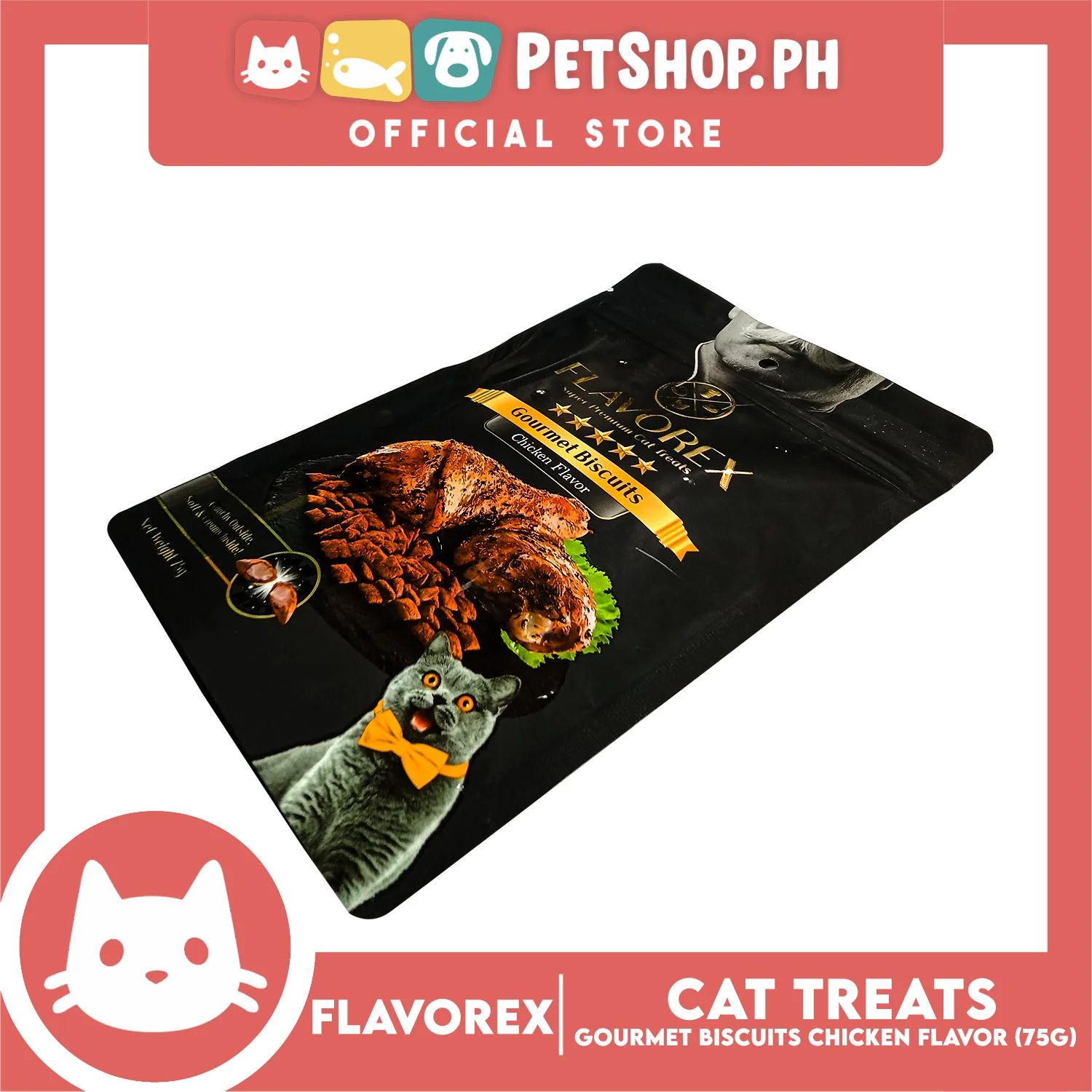 Flavorex Gourmet Biscuit (Chicken Flavor) Cat Treats 75g - Image 4