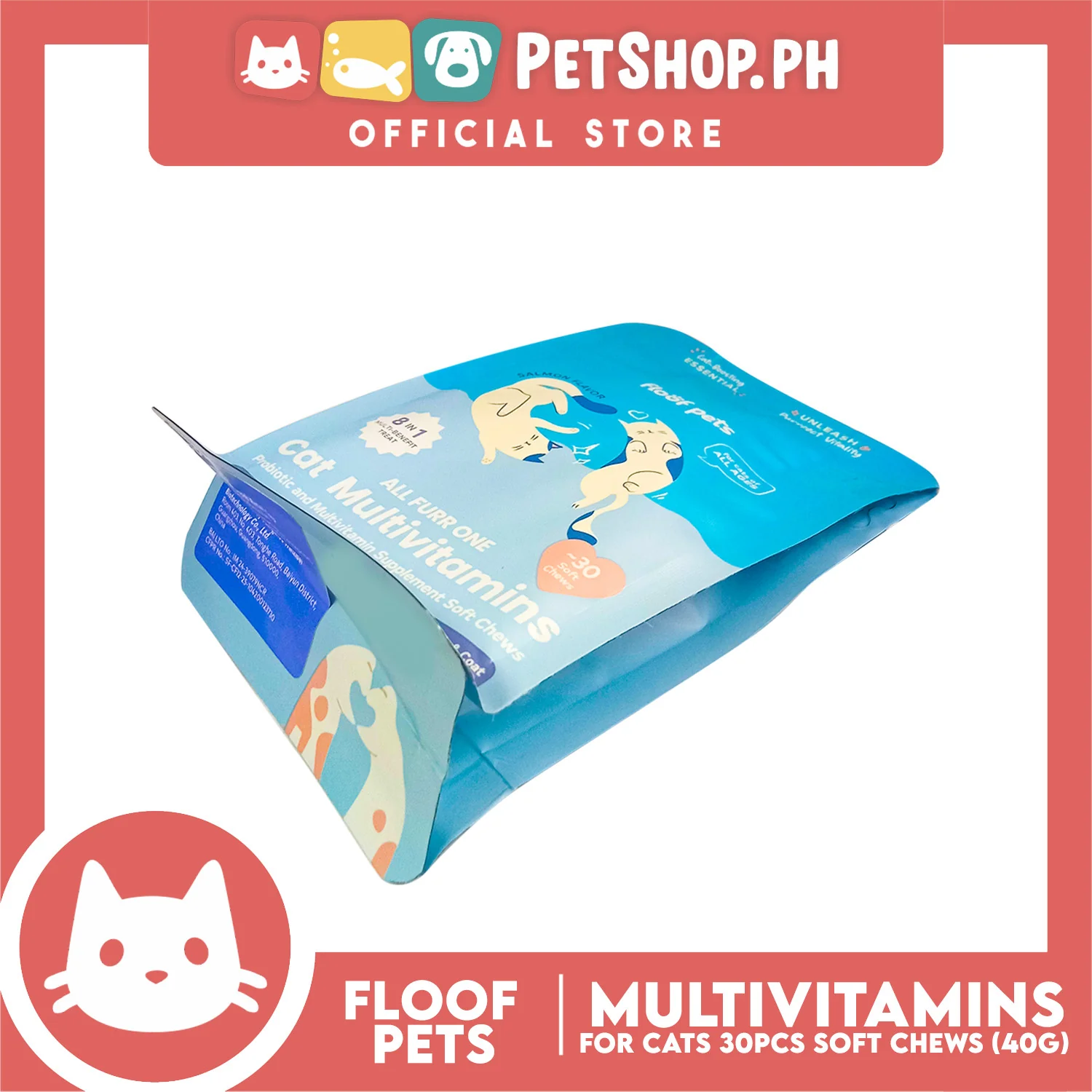 Floof Pets All Furr One Cat Multivitamins Soft Chews 40g - Image 2