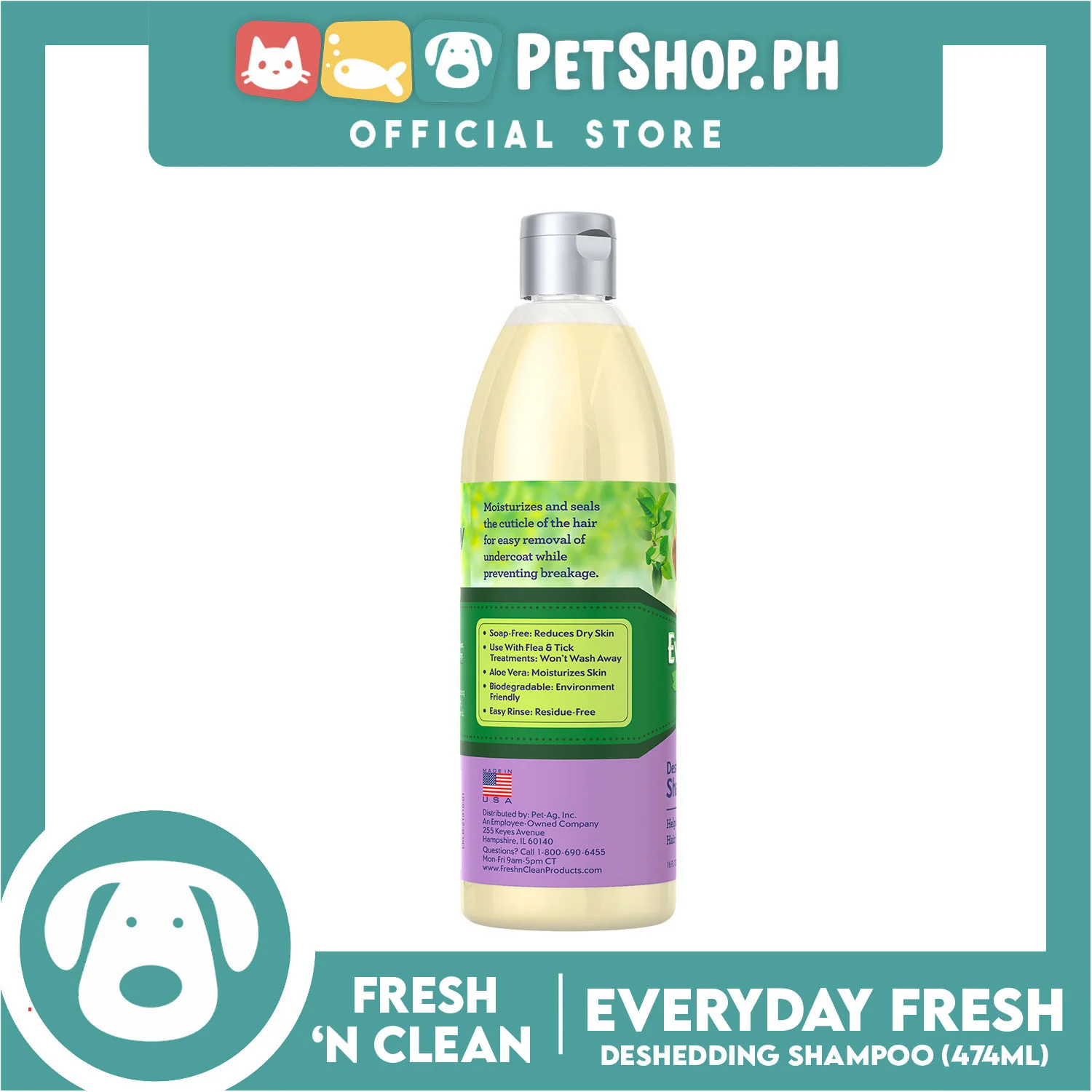 Fresh 'N Clean Everyday Fresh Deshedding Dog Shampoo 16oz (Hawaiian Scent) - Image 3