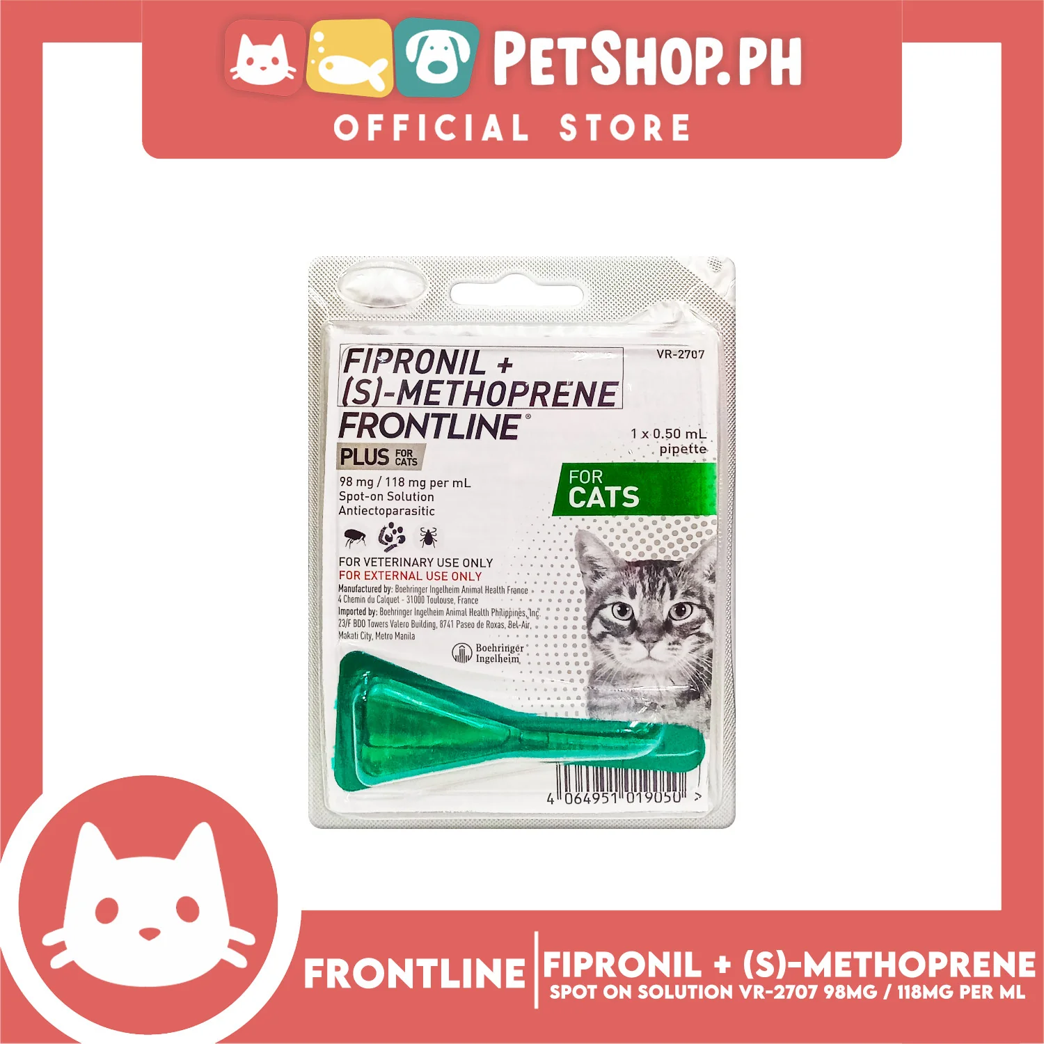 Frontline Plus For Cats 1 Pipette 0.50ml Anti Tick And Flea Spot-On Anti Itch Safe For Lactating and Pregnant Cats No Prescription Required - Image 4
