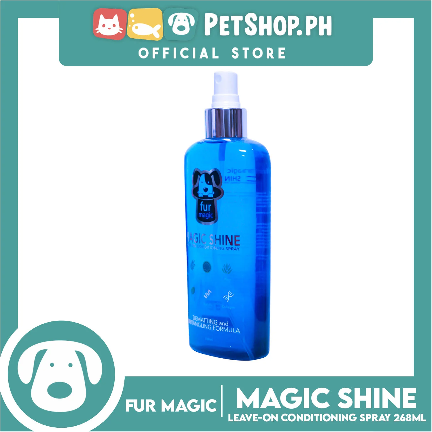 Fur Magic Magic Shine Leave-On Conditioning Spray Dematting and Detangling Formula 268ml Dog Coat - Image 3