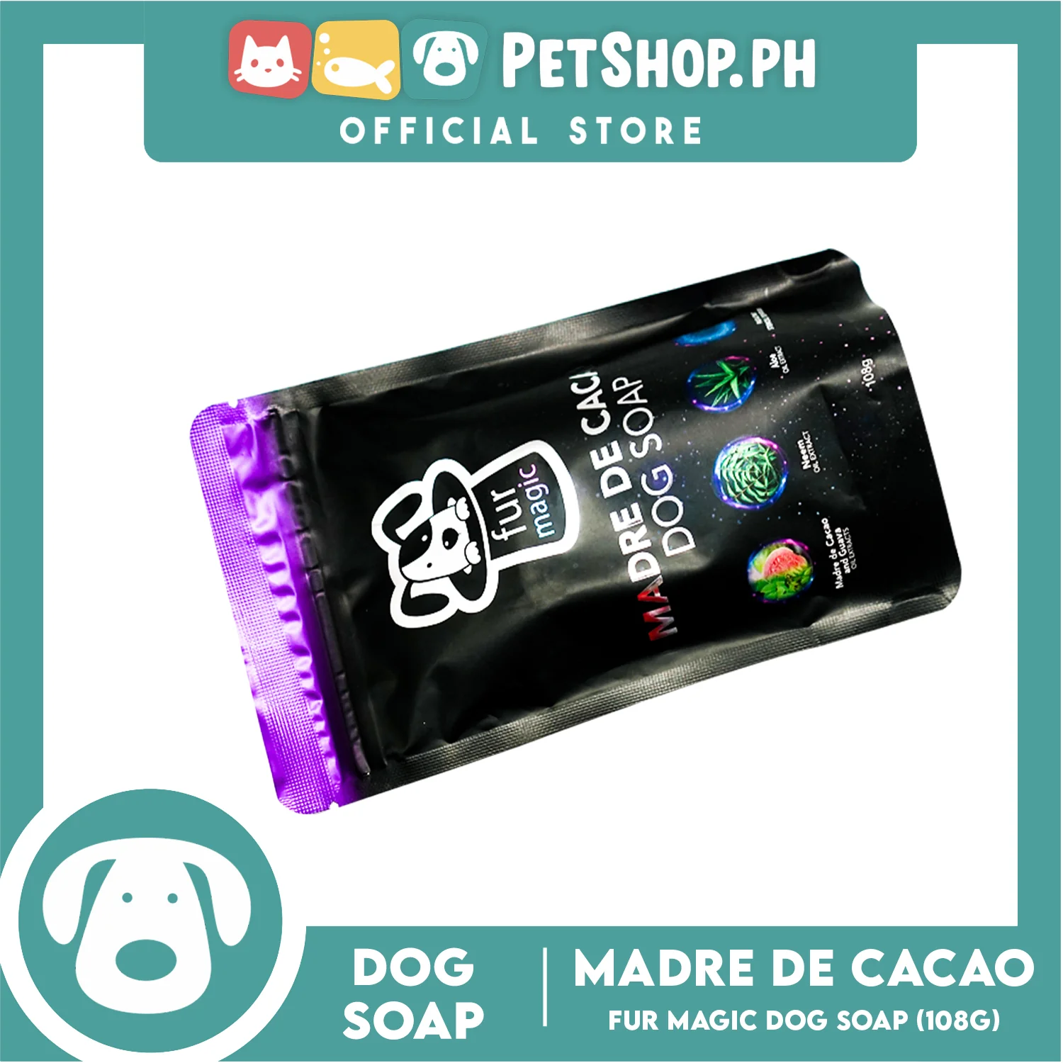Fur magic Madre de Cacao 108g (Violet) Dog Soap - Image 3