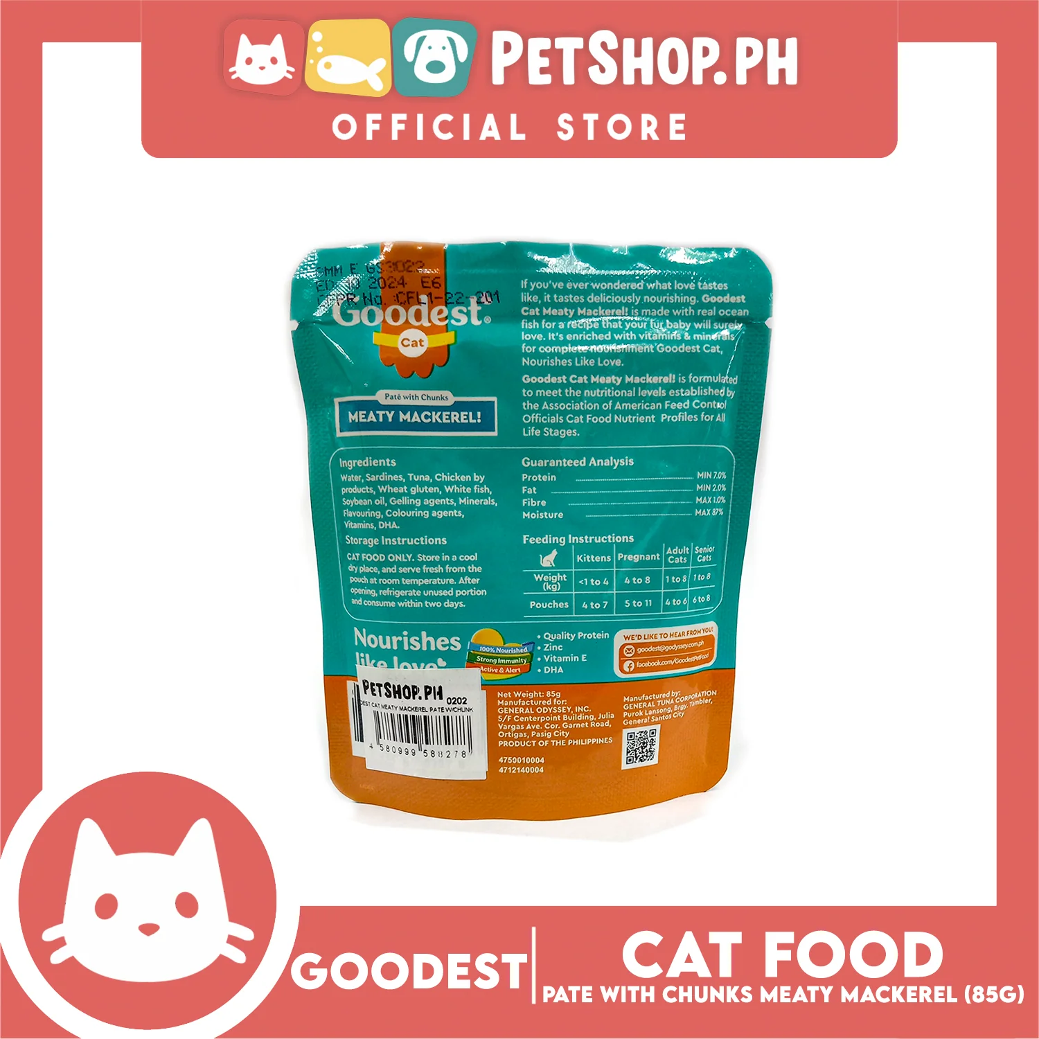 Goodest Cat Meaty Mackerel Pate With Chunks 85g Wet Cat Food - Image 4