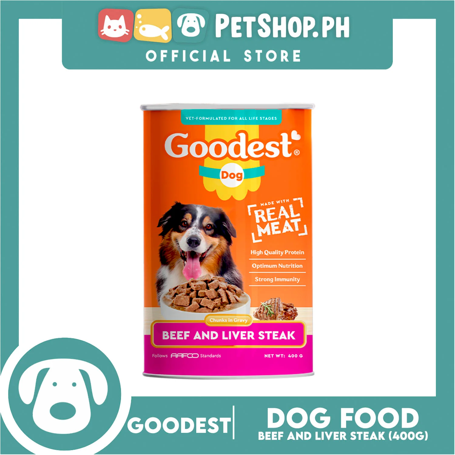 Goodest Chunks in Gravy (Beef and Liver Steak) Dog Wet Food 400 grams - Image 2
