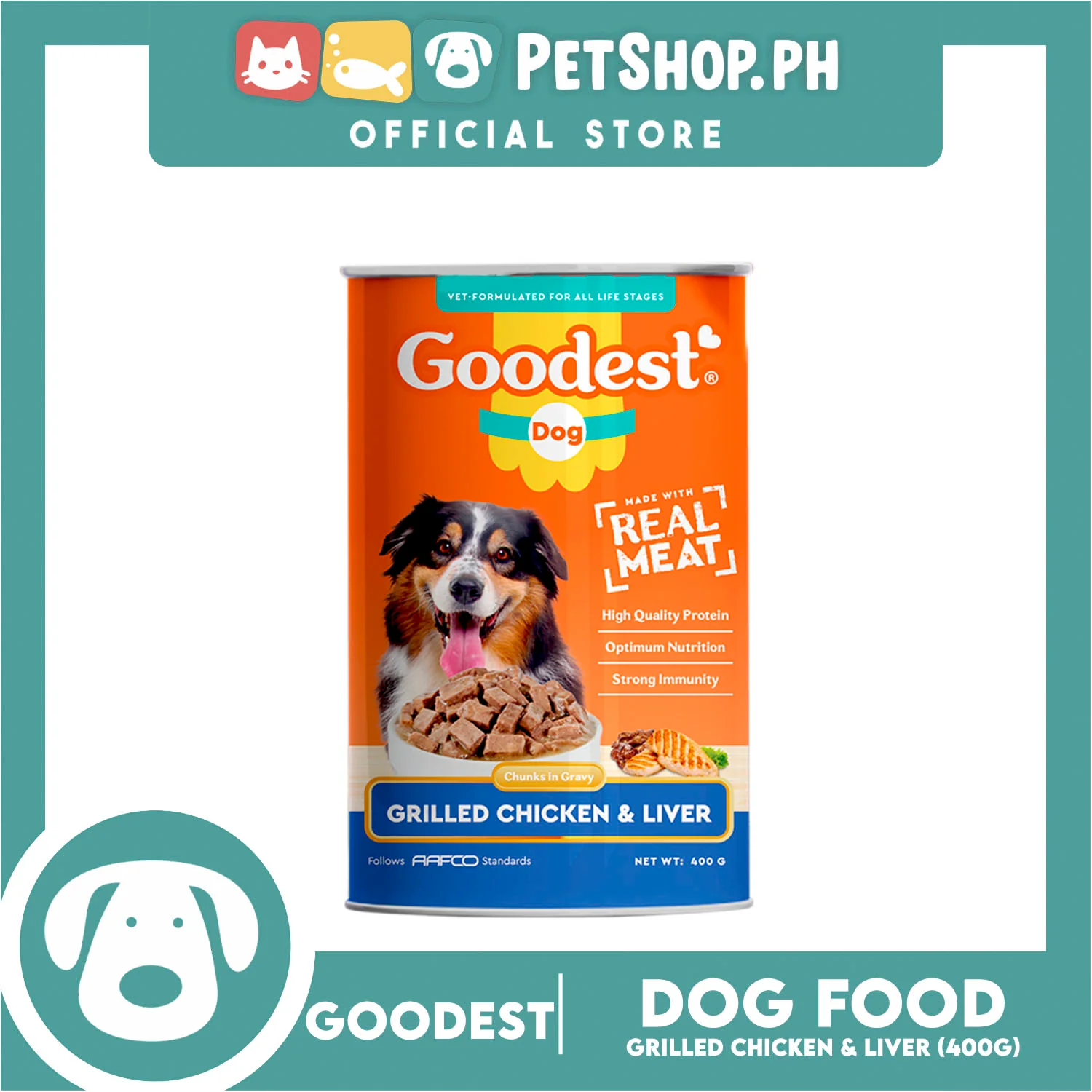 Goodest Chunks in Gravy (Grilled Chicken and Liver) Canned Dog Wet Food 400 grams - Image 5