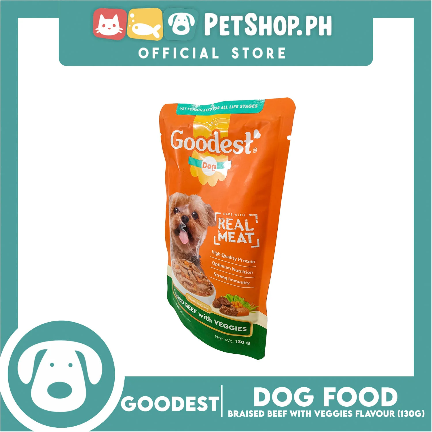 Goodest Dog Chunks in Gravy Braised Beef with Veggies 130g Wet Dog Food Pouch - Image 5
