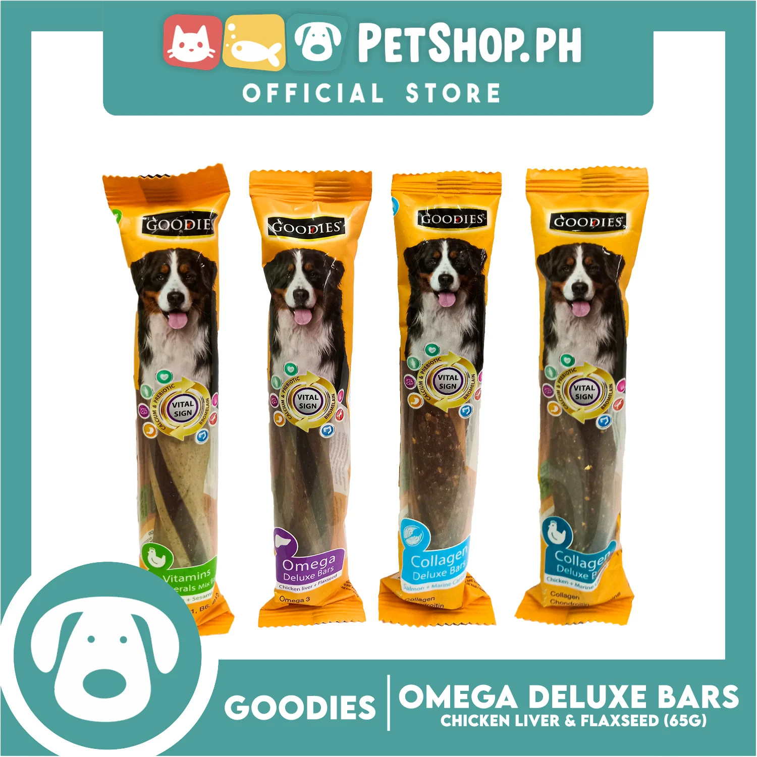 Goodies Omega Deluxe Bar Chicken Liver and Flaxseed Dog Treat 65g - Image 4