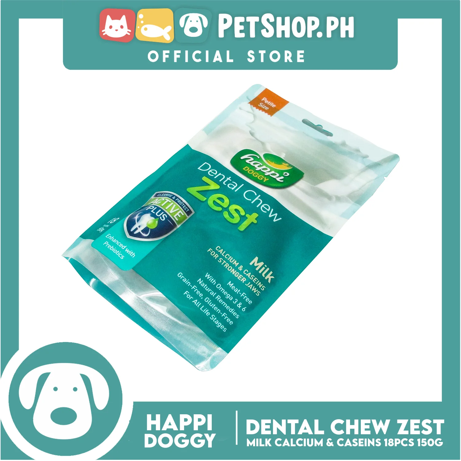 Happi Doggy Dental Chew Zest 18pcs. 150g (Milk) Dog Treats - Image 2
