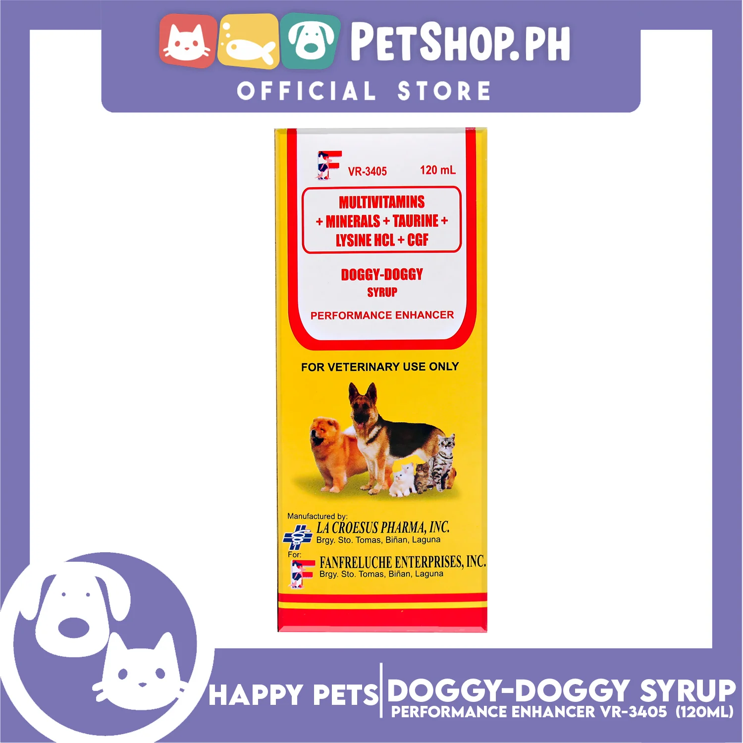 Happy Pets Doggy Doggy Syrup, Multivitamins + Minerals + Taurine + Lysine HCL + CGF 120ml Enhancer for Cats and Dogs - Image 2