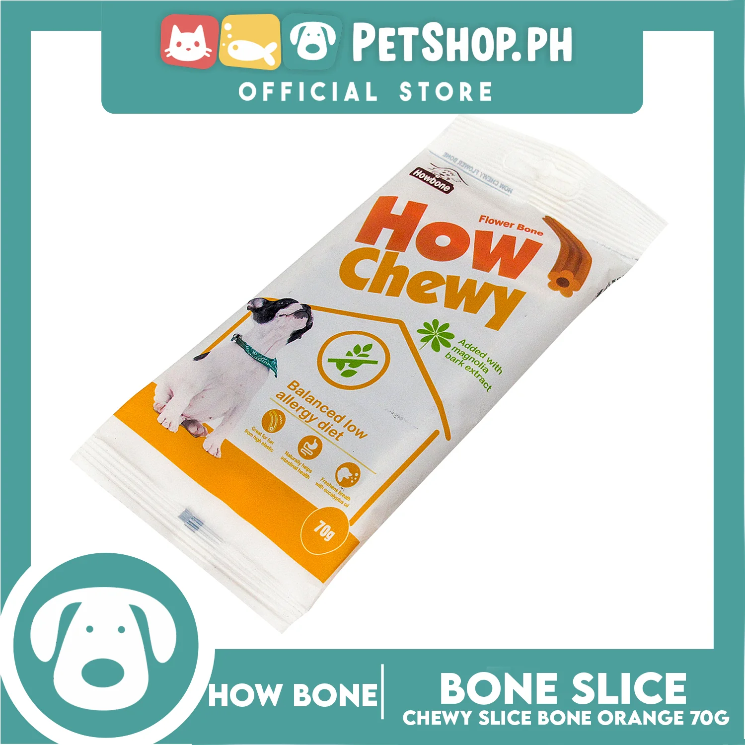 Howbone Chewy Flower Bone Orange 70g Dog Dental Chew - Image 3