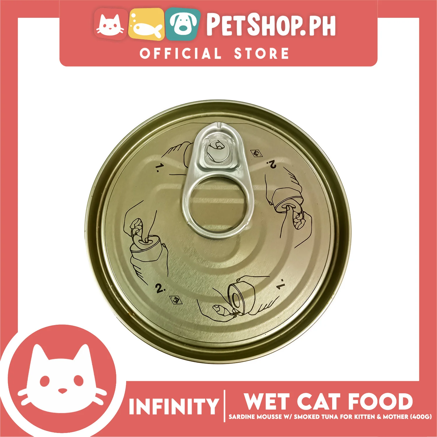 Infinity Real Fish Sardines Kitten and Mother Cat Can Wet Food (Sardine Mousse w/ Smoked Tuna) 400g - Image 4