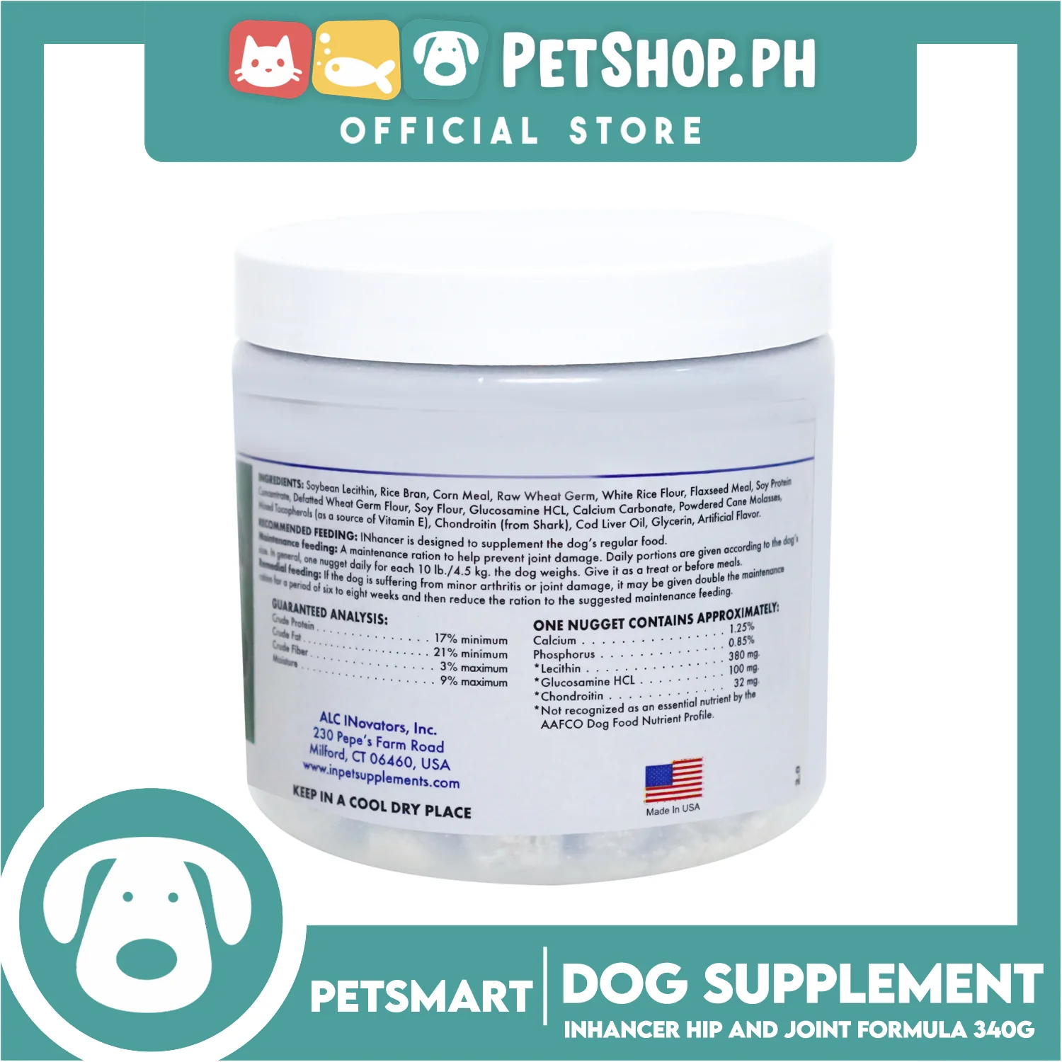 Inhancer Hip and Joint Formula 200pcs Glucosamine Chondroitin from Shark, Rich in Lecithin 340g Dog Supplement - Image 3