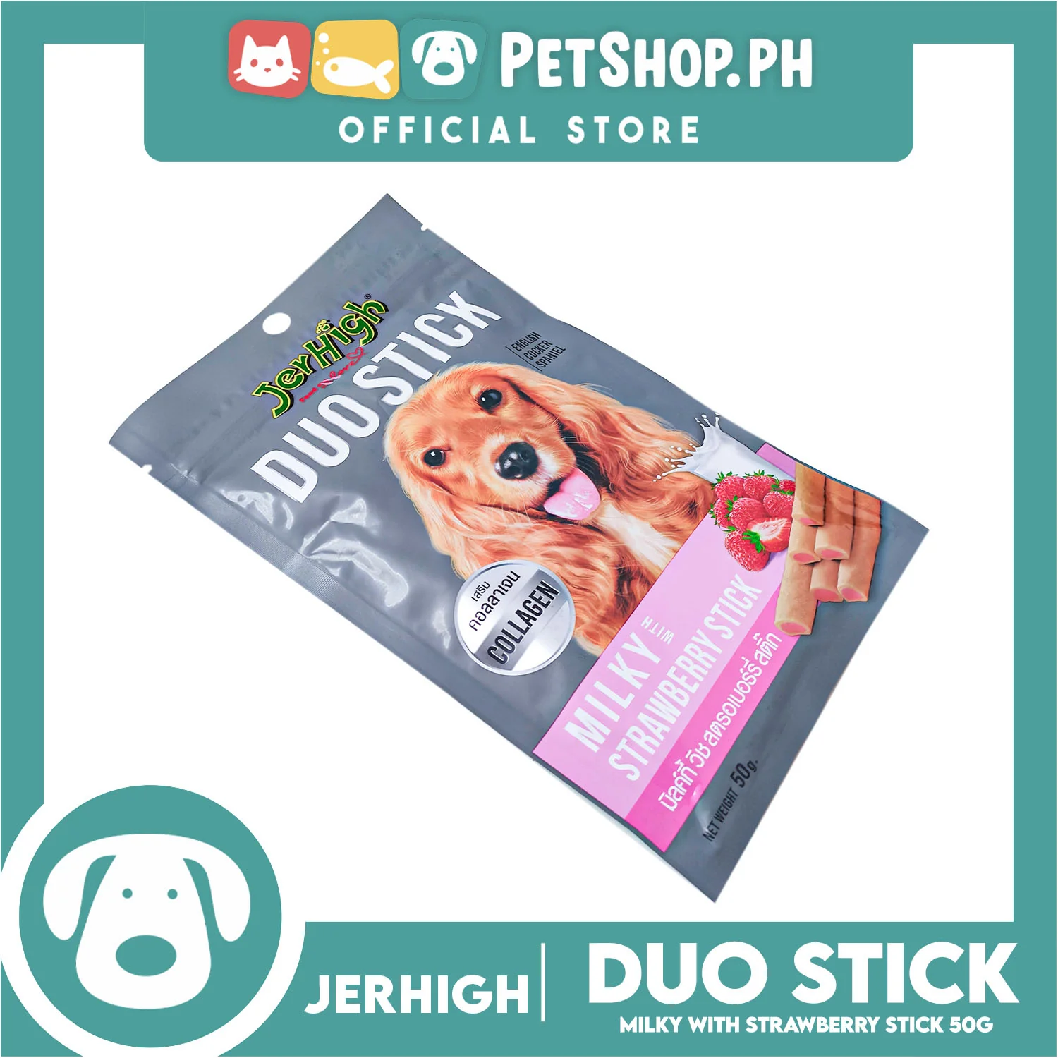Jerhigh Duo Stick Dog Treats 50g (Milky With Strawberry Stick) Premium Snack For Dogs - Image 4