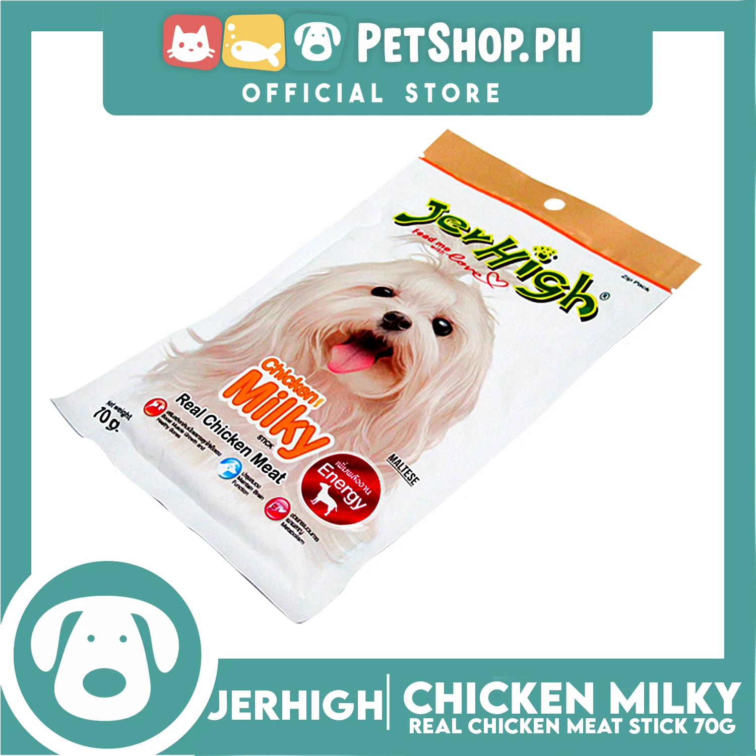 Jerhigh Real Chicken Meat Stick 70g (Chicken Milky) Dog Treats - Image 3