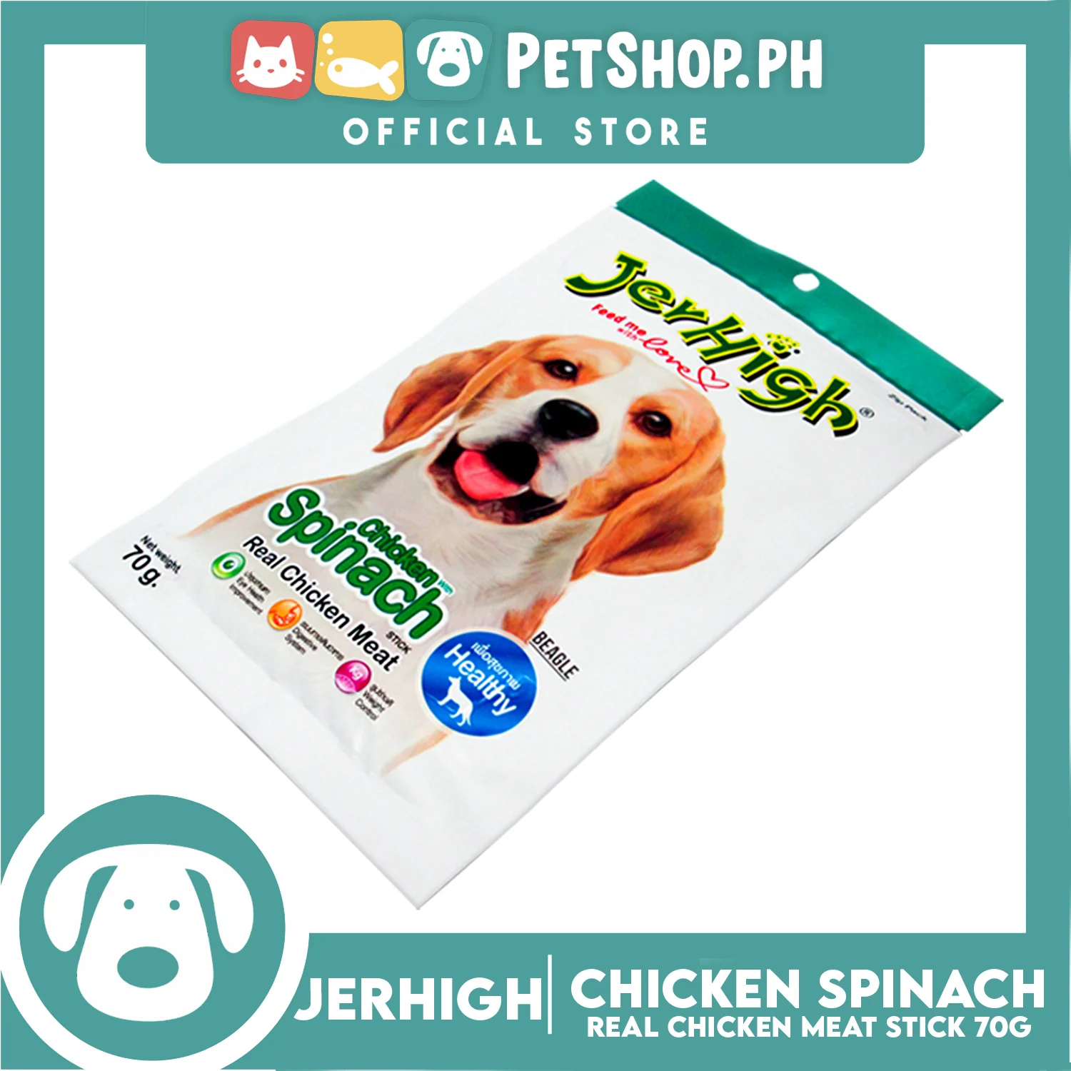 Jerhigh Real Chicken Meat Stick 70g (Chicken Spinach) Dog Treats - Image 3