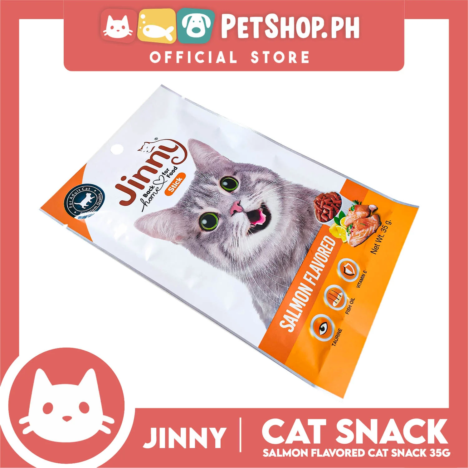 Jinny Cat Stick Treats 35g (Salmon Flavored) Cat Food, Cat Snacks - Image 4