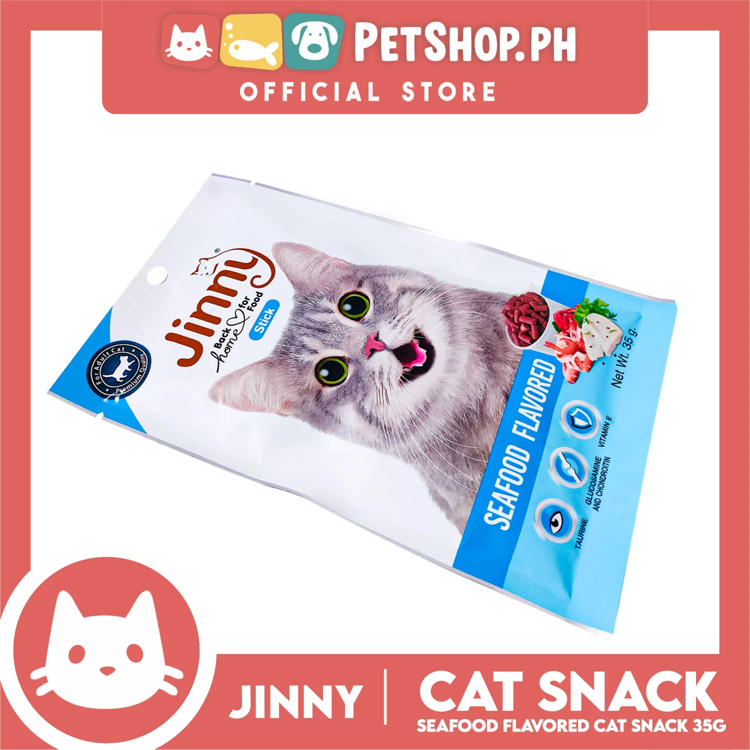 Jinny Cat Stick Treats 35g (Seafood Flavored) Cat Food, Cat Snacks - Image 4