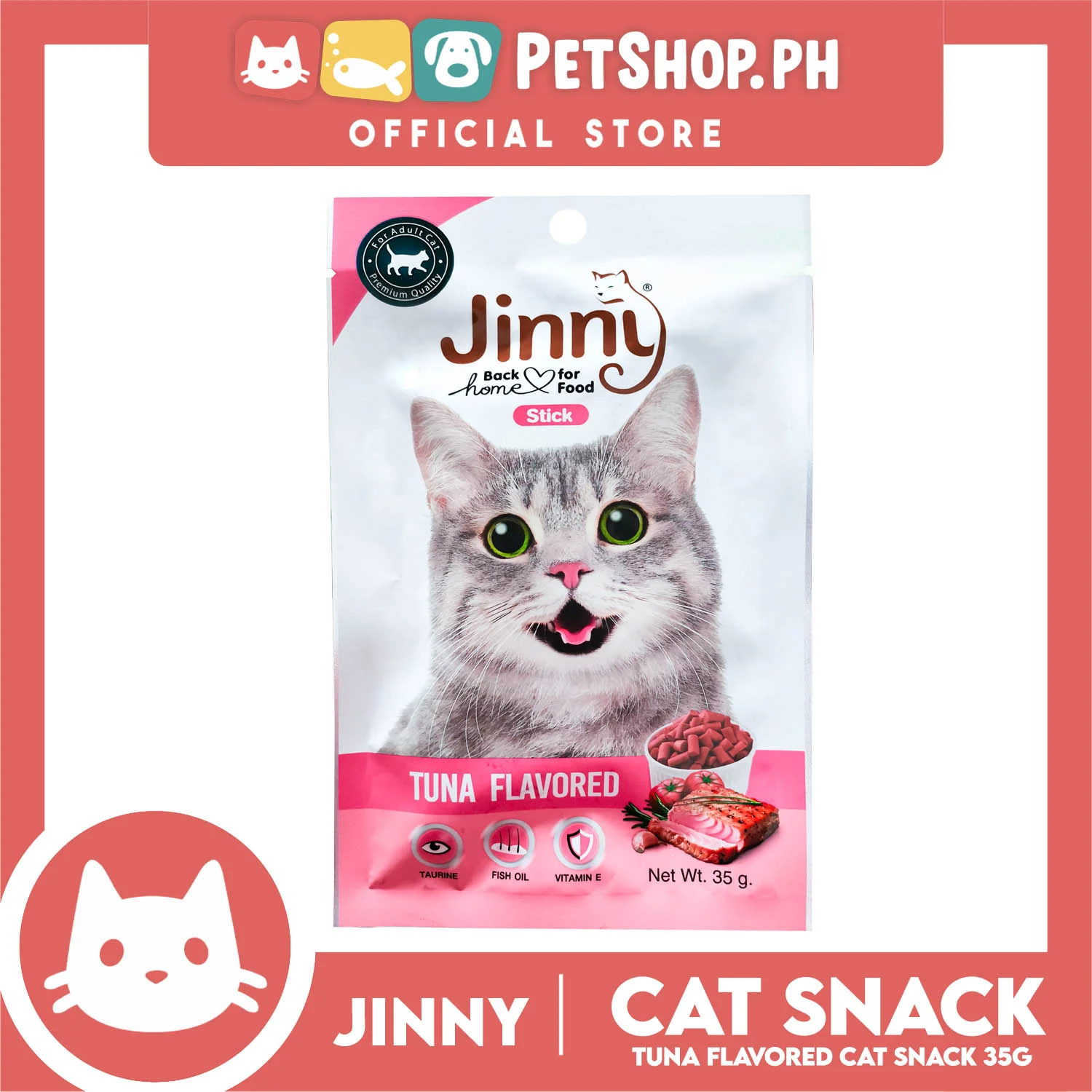 Jinny Cat Stick Treats 35g (Tuna Flavored) Cat Food, Cat Snacks - Image 2