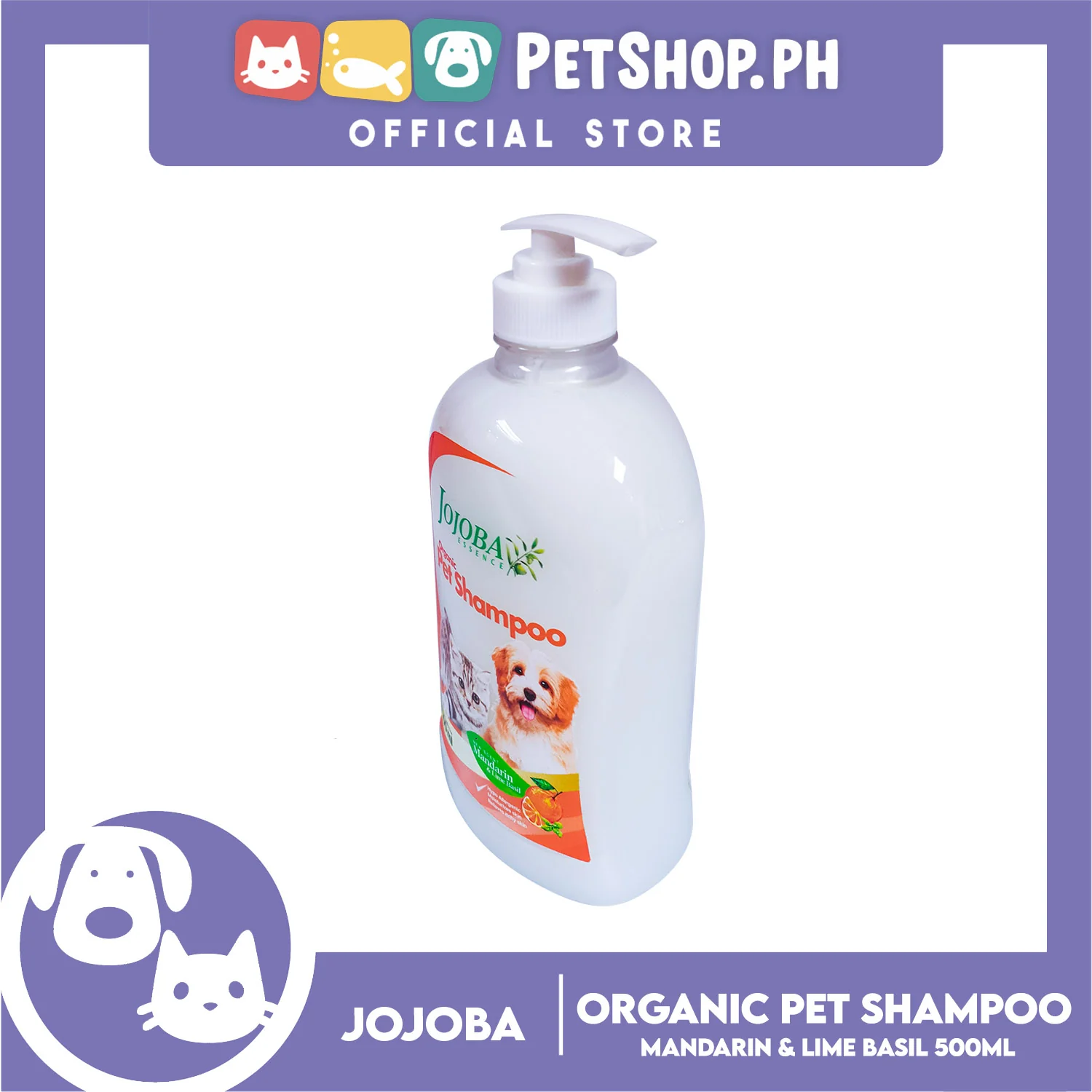 Jojoba Essence Organic Pet Shampoo 500ml (Mandarin And Lime Basil) Safe For Daily Use For Your Cats And Dogs - Image 4