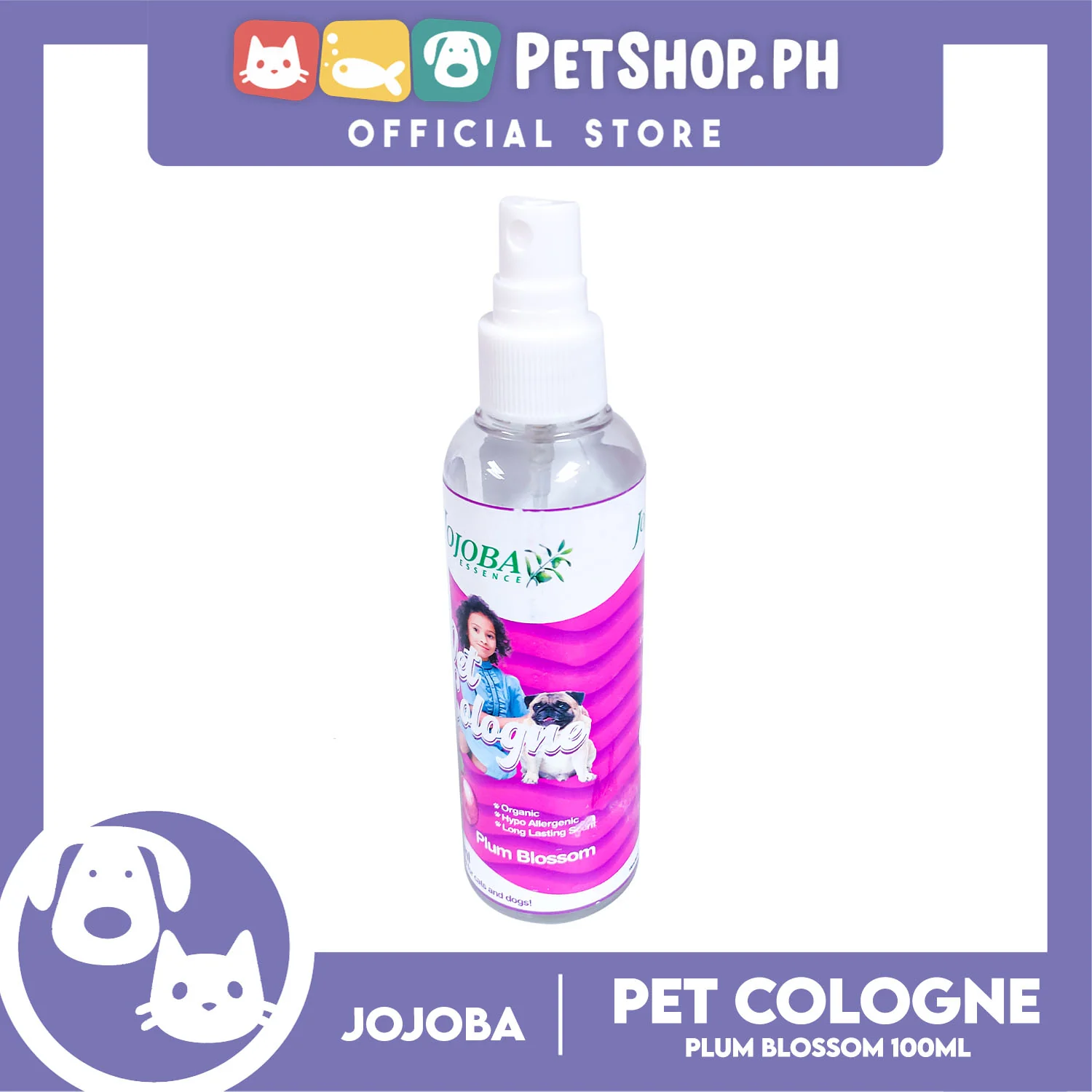 Jojoba Essence Pet Cologne Spray 100ml (Plum Blossom Scent) Organic, Hypo Allergenic, Long Lasting Scent, Pet Cologne For Cats And Dogs - Image 2