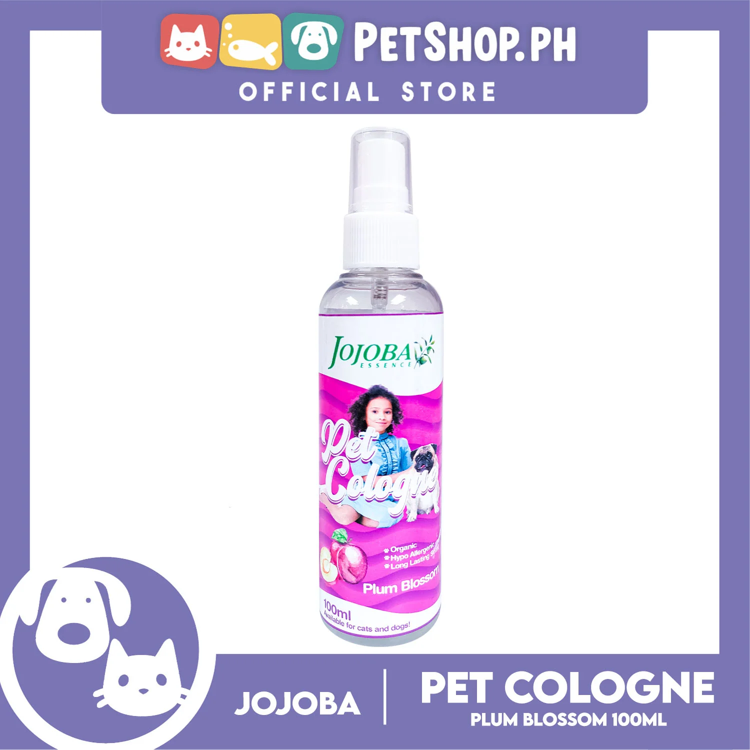 Jojoba Essence Pet Cologne Spray 100ml (Plum Blossom Scent) Organic, Hypo Allergenic, Long Lasting Scent, Pet Cologne For Cats And Dogs - Image 3
