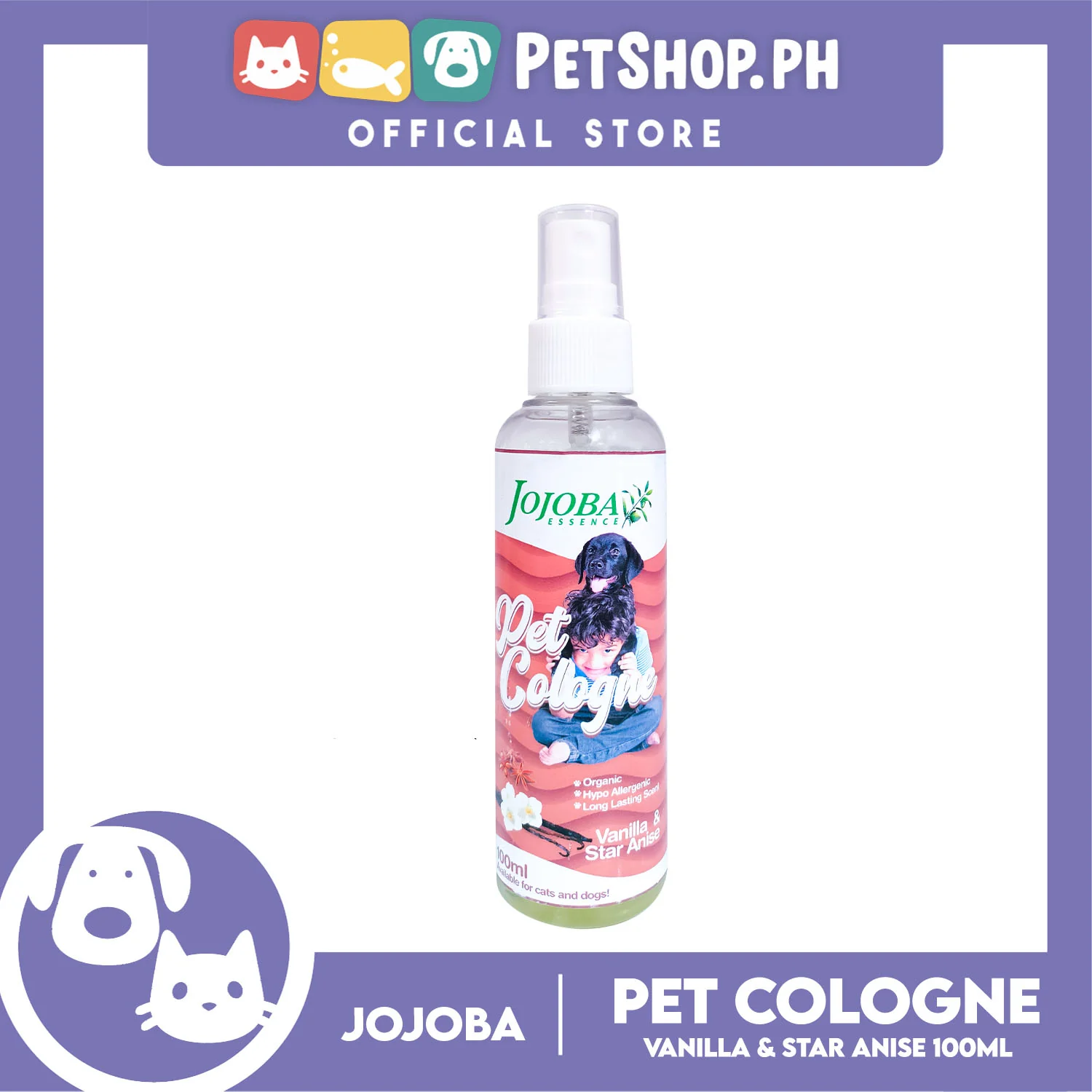 Jojoba Essence Pet Cologne Spray 100ml (Vanilla And Star Anise Scent) Organic, Hypo Allergenic, Long Lasting Scent, Pet Cologne For Cats And Dogs - Image 4