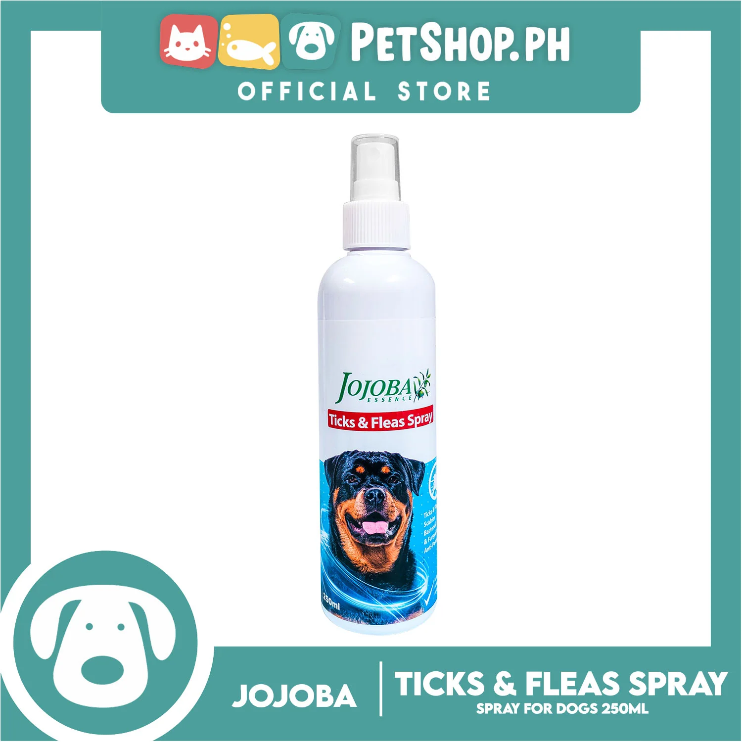 Jojoba Essence Ticks And Fleas Spray 250ml Anti-Fungal, Anti-Parasite, Anti-Bacterial For Dogs - Image 2