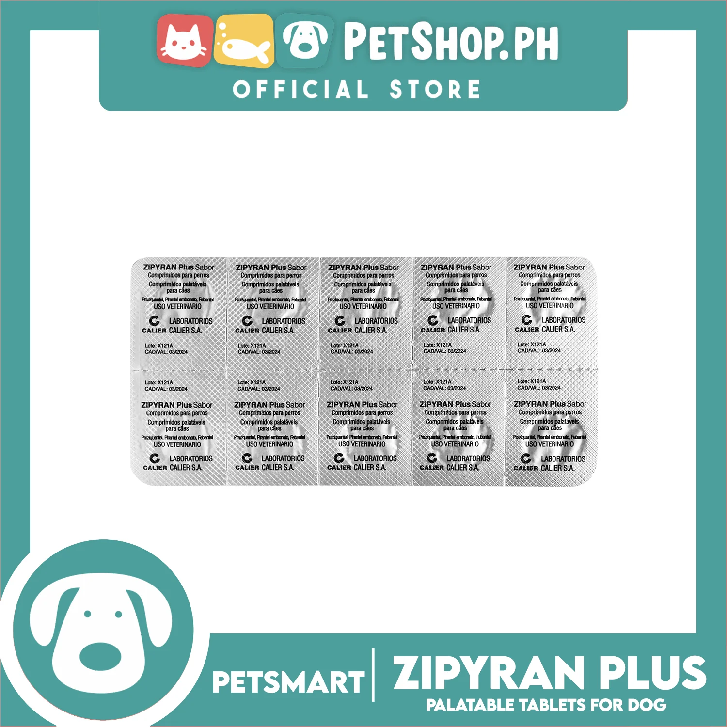Kawu Zipyran Plus Sabor 10 Tablets, Treatment of Intestinal Parasites of Dogs - Image 3