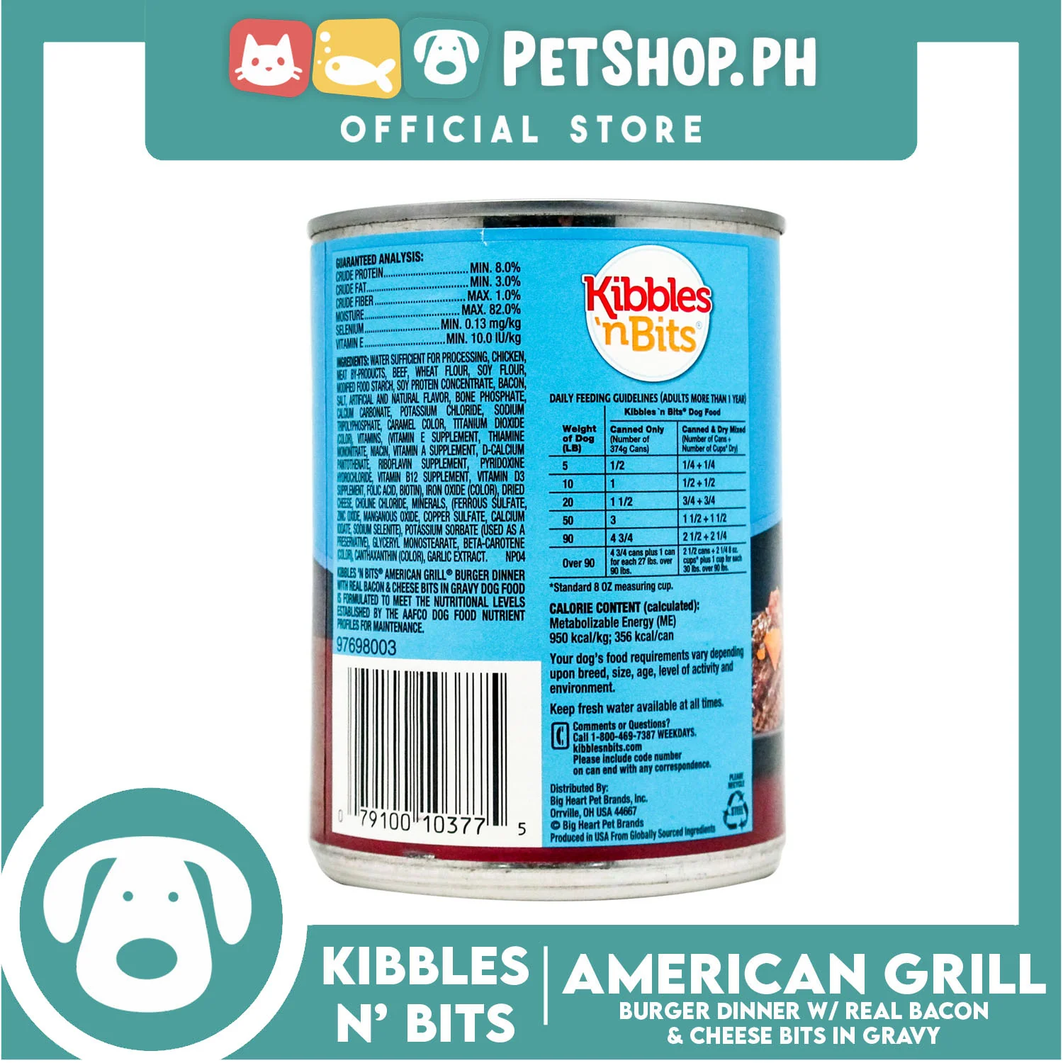 Kibbles 'n Bits Burger Dinner with Real Bacon and Cheese Bits in Gravy 374g - Image 3