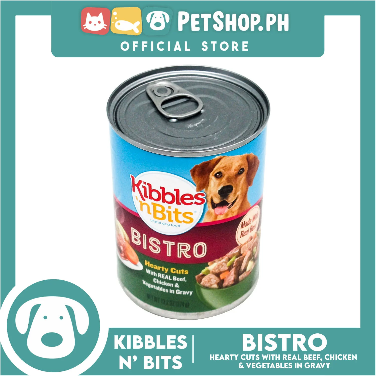 Kibbles 'n Bits Hearty Cuts with Real Beef, Chicken & Vegetables in Gravy 374g - Image 3