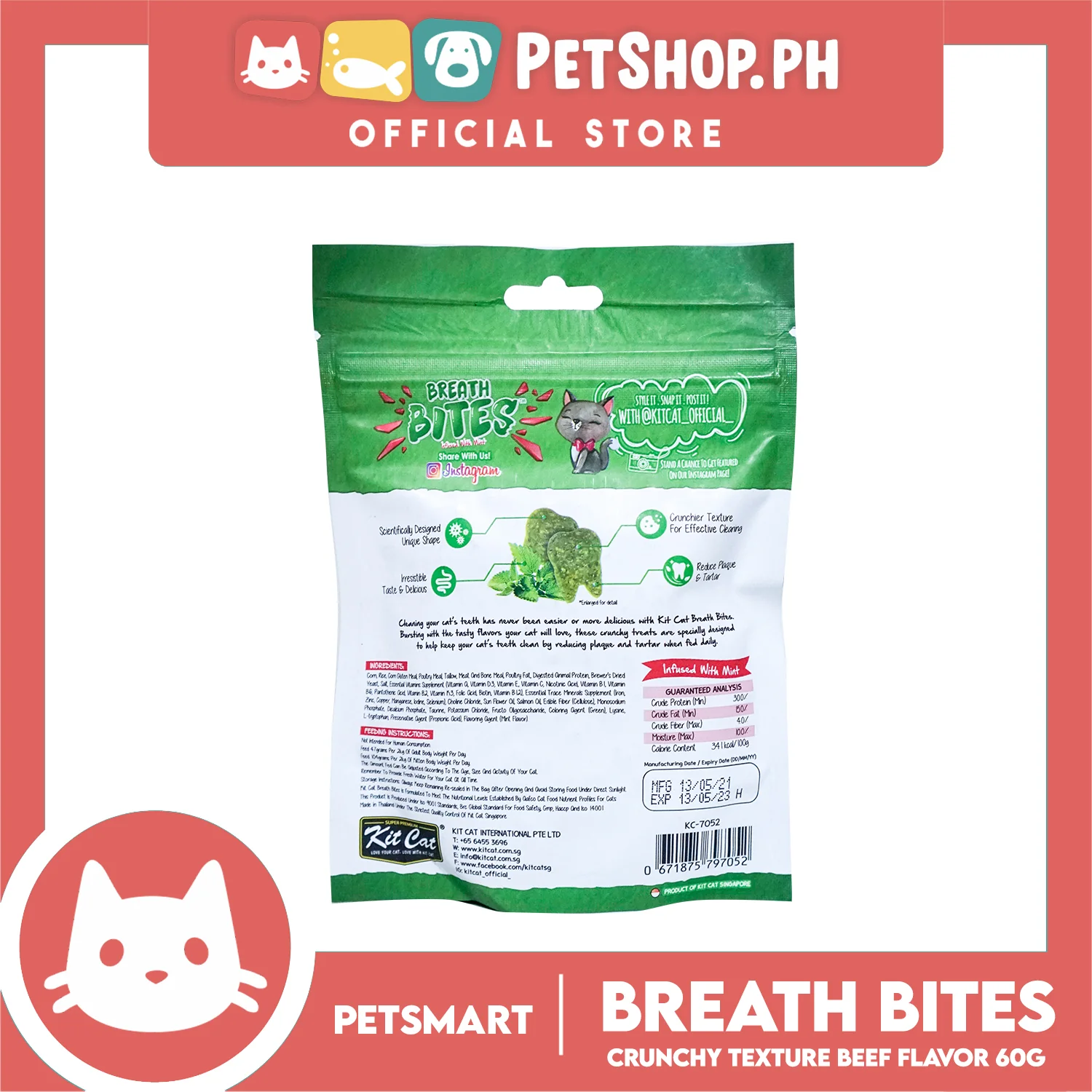 Kit Cat Breath Bites Beef Flavor 60g Cat Treats - Image 2