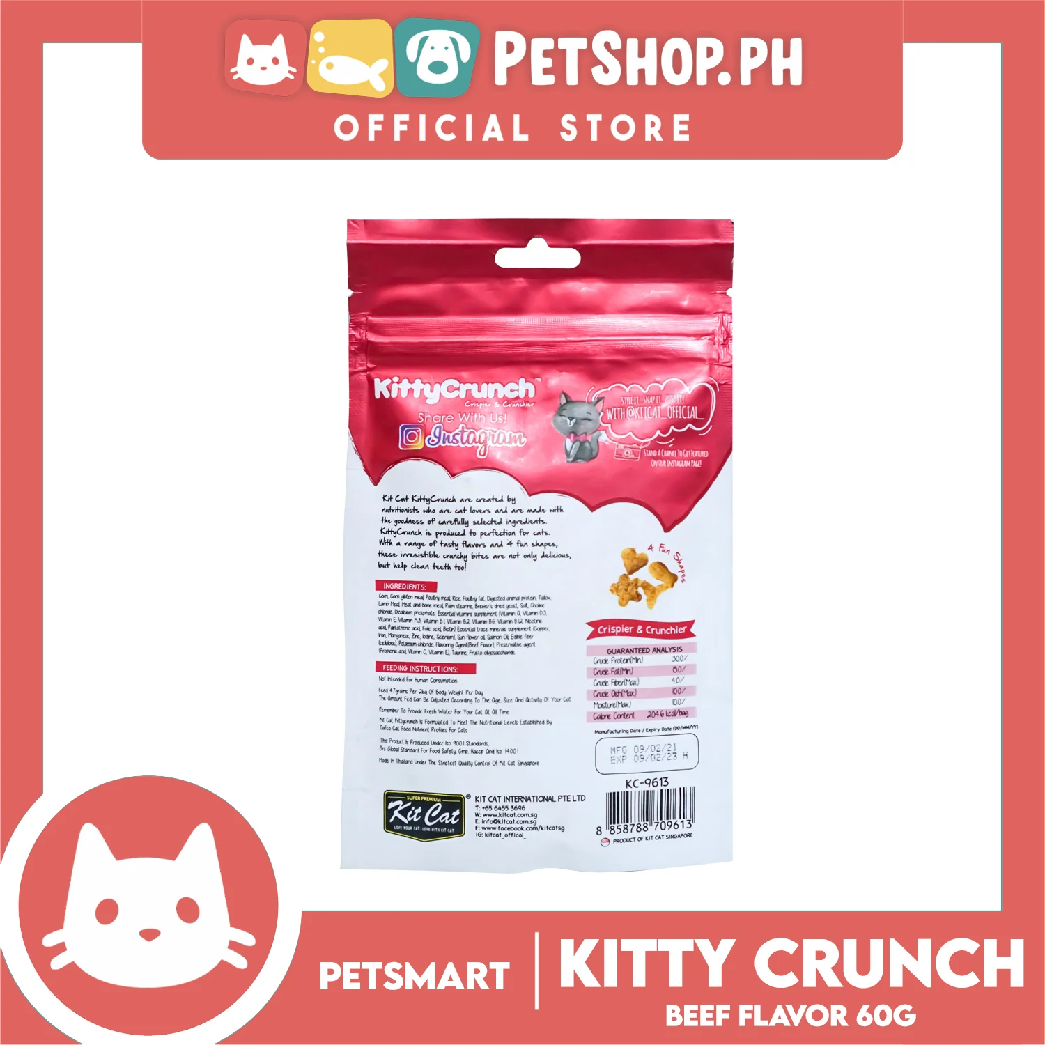 Kit Cat Kitty Crunch Beef Flavor 60g Cat Food - Image 3